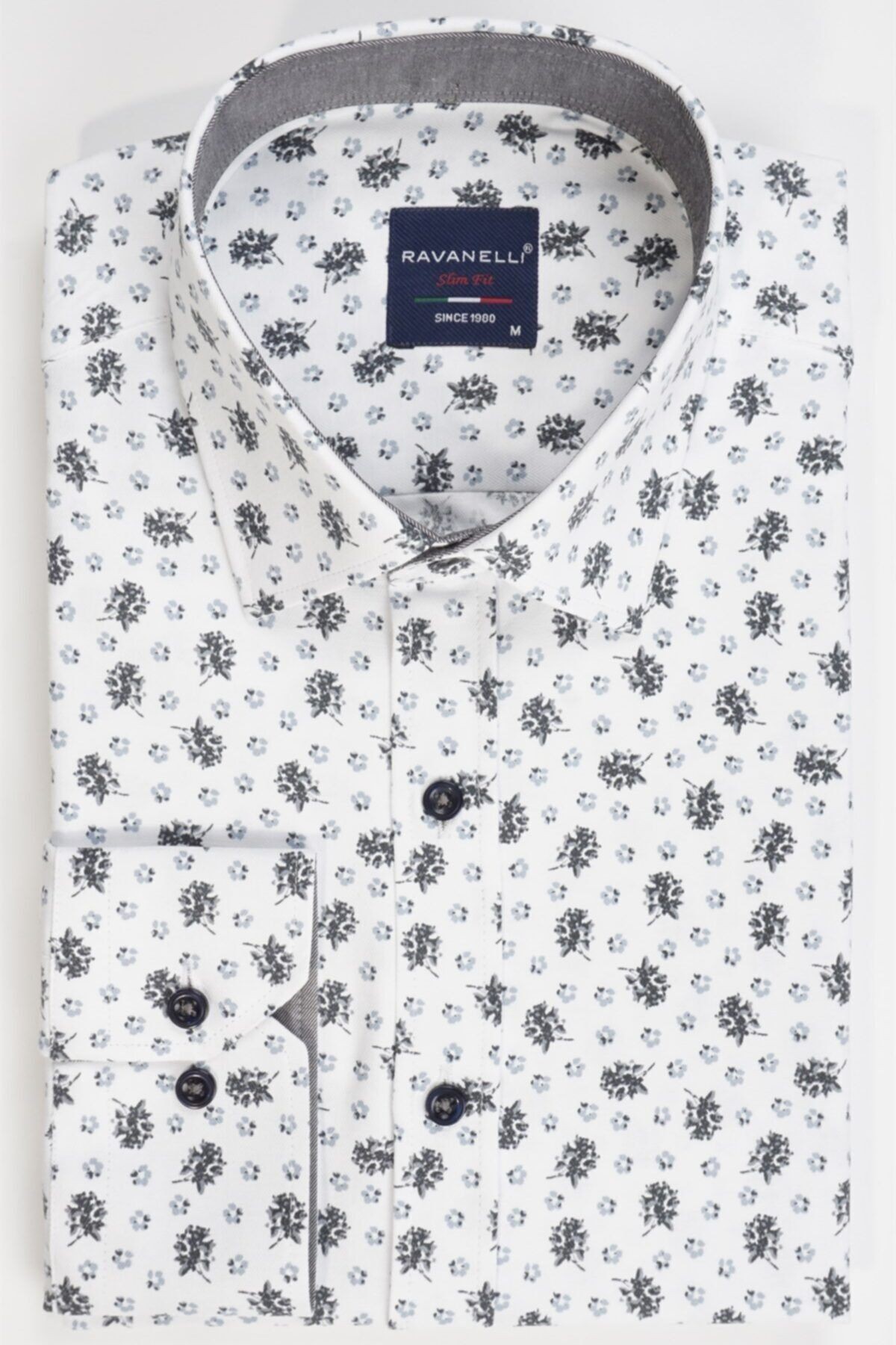 Erkek Beyaz Slim Fit Baskılı Gömlek