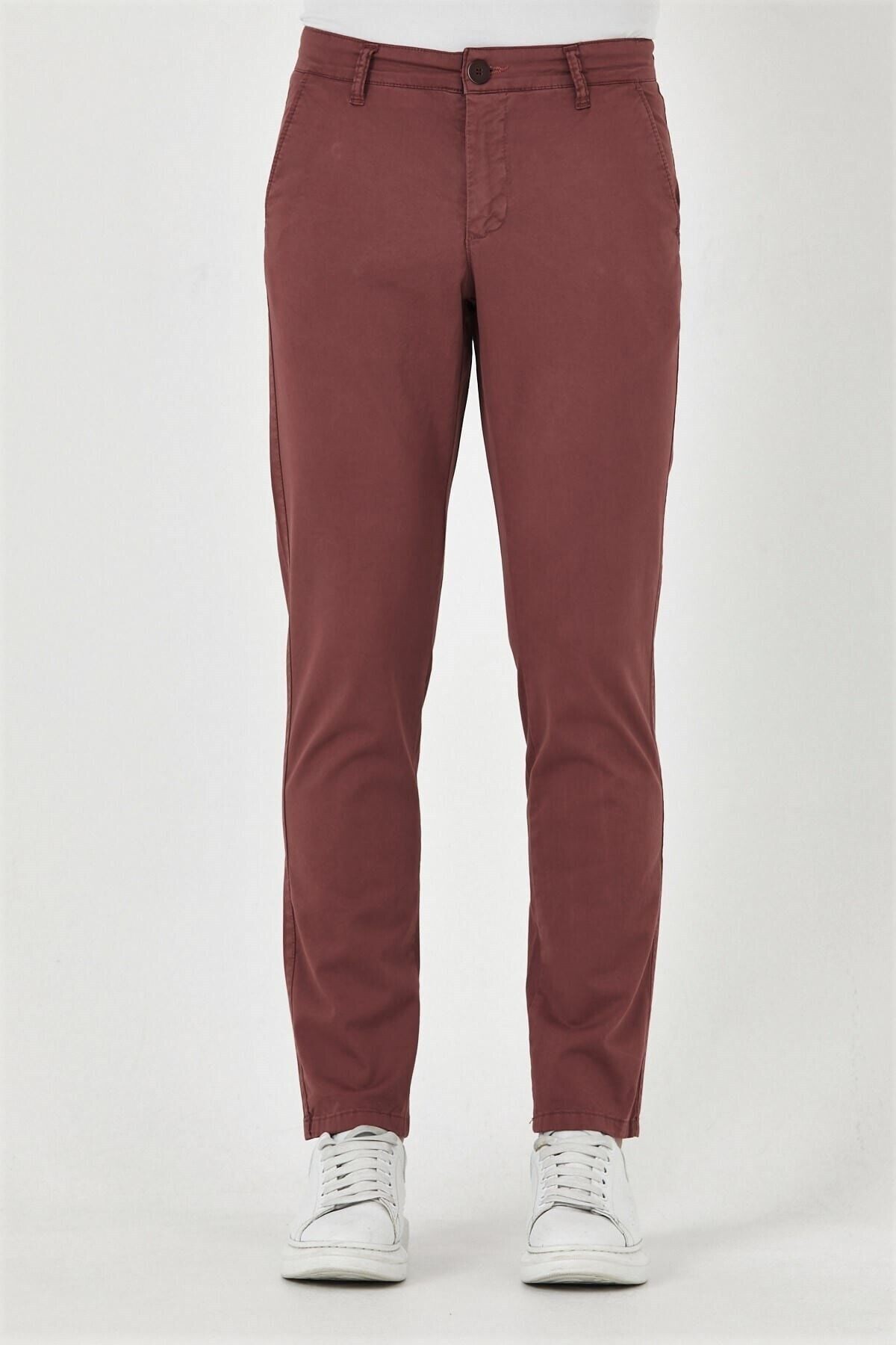 Gül Kurusu Gabardin Chıno Yan Cepli Keten Regular Fit Pantolon