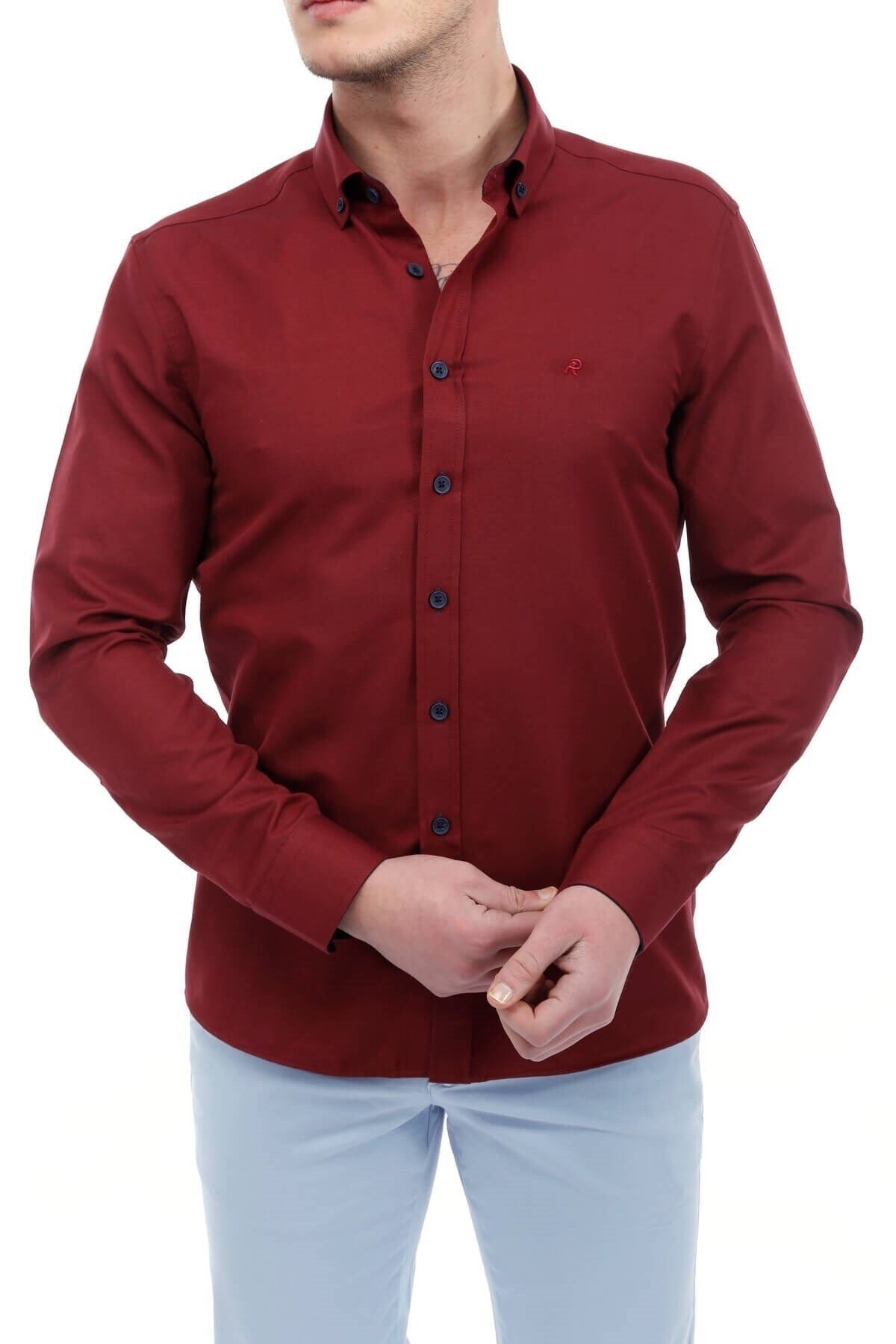 Bordo Slim Fit Gömlek