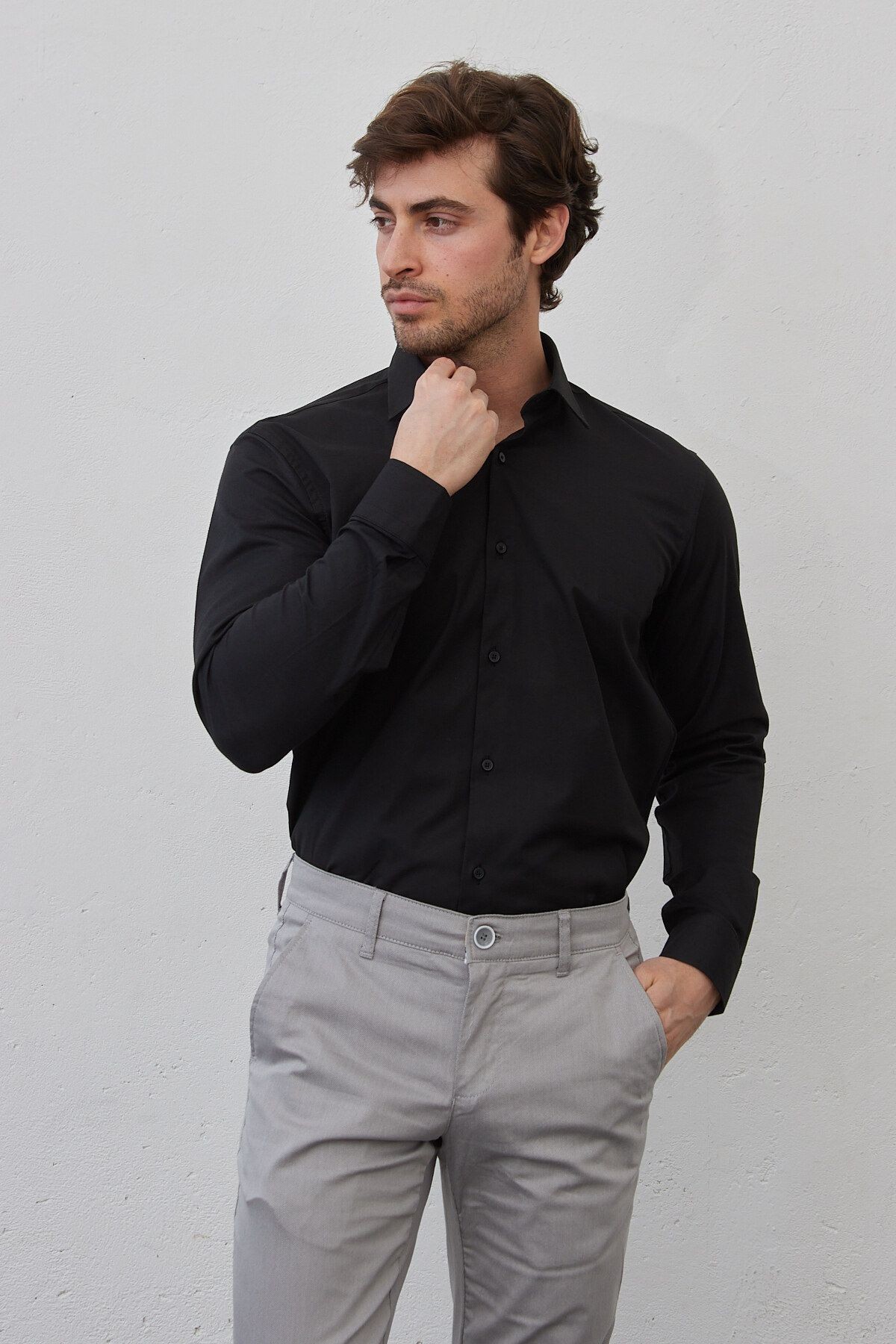 Erkek Beyaz Slim Fit Dar Kesim Pamuklu Oxford Kolay Ütü Klasik Yaka Armürlü Gömlek