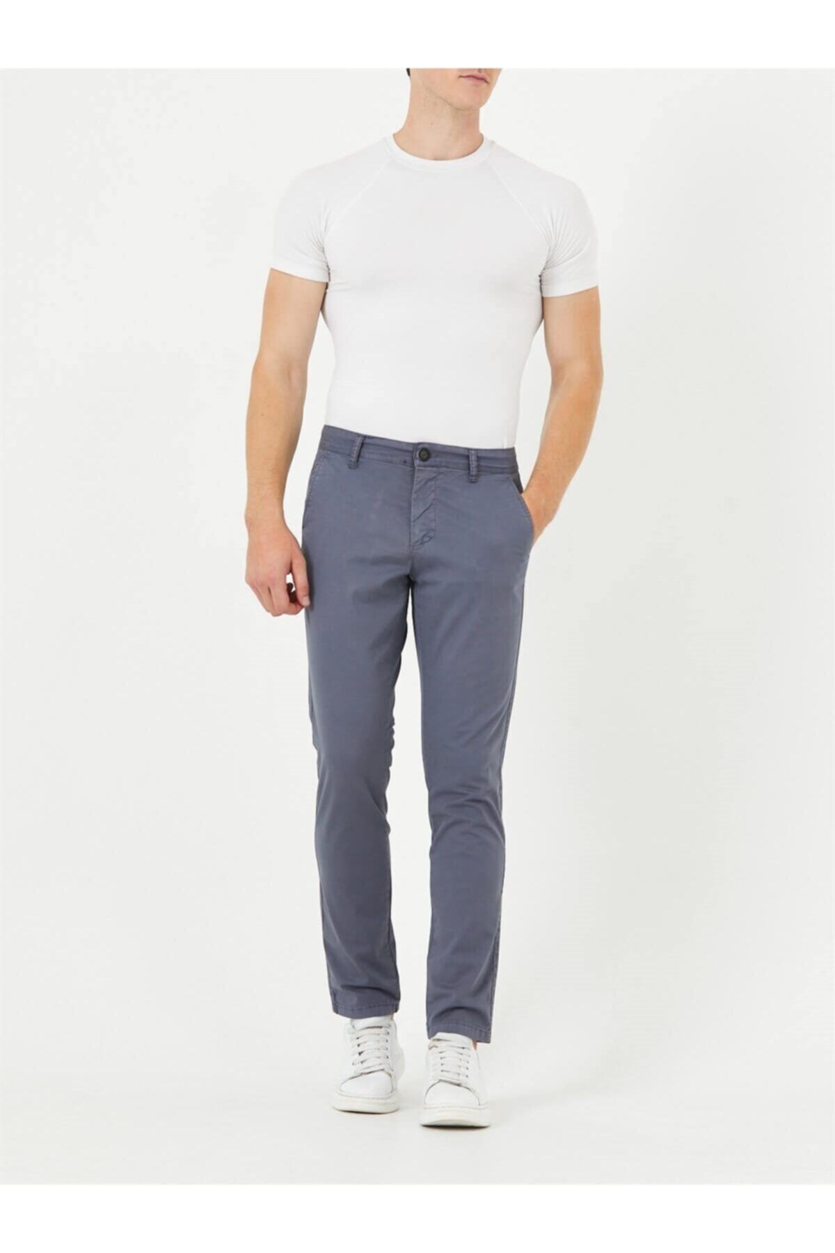Füme Gabardin Chıno Yan Cepli Keten Regular Fit Pantolon