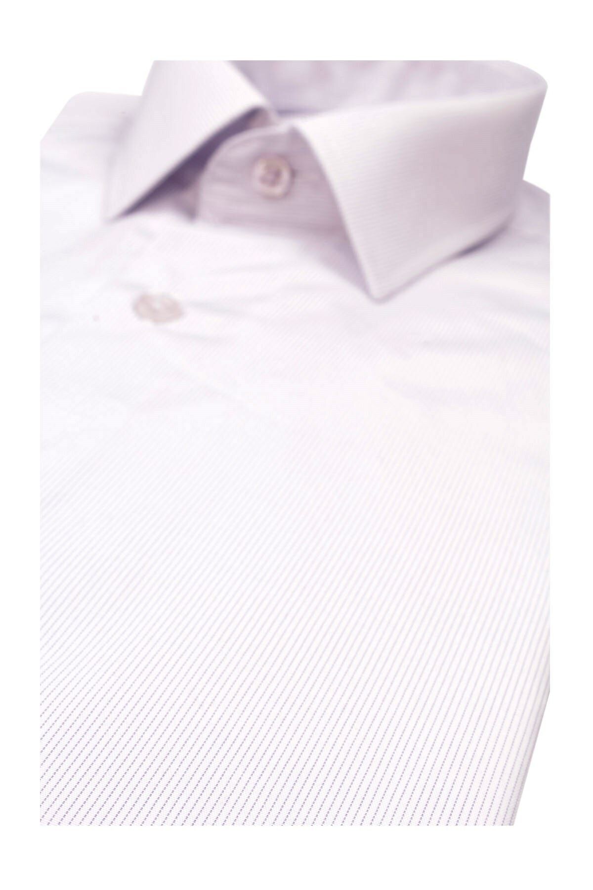 Erkek Pudra Slim Fit Armürlü Gömlek
