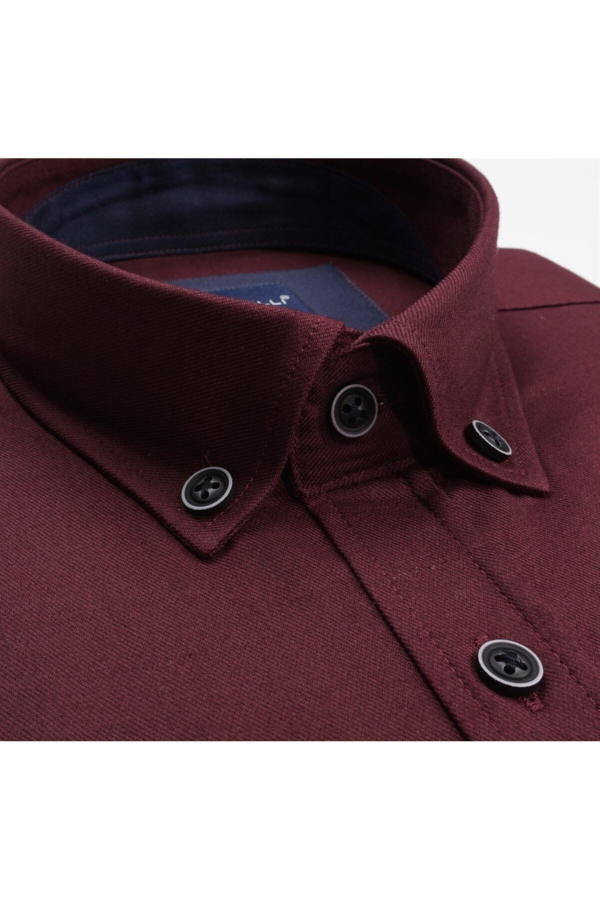 Erkek Bordo Süper Slim Gabardin Likralı Erkek Gömlek