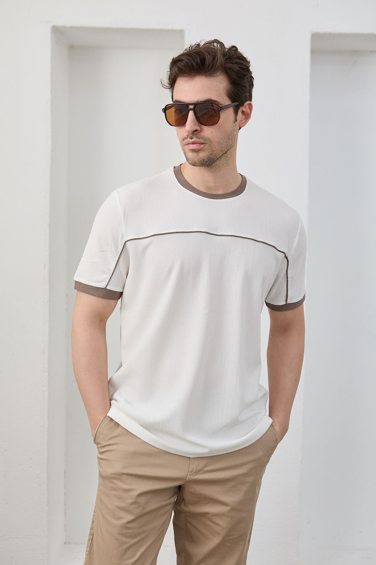 Erkek Pamuklu Yumuşak Dokulu Bisiklet Yaka T-Shirt