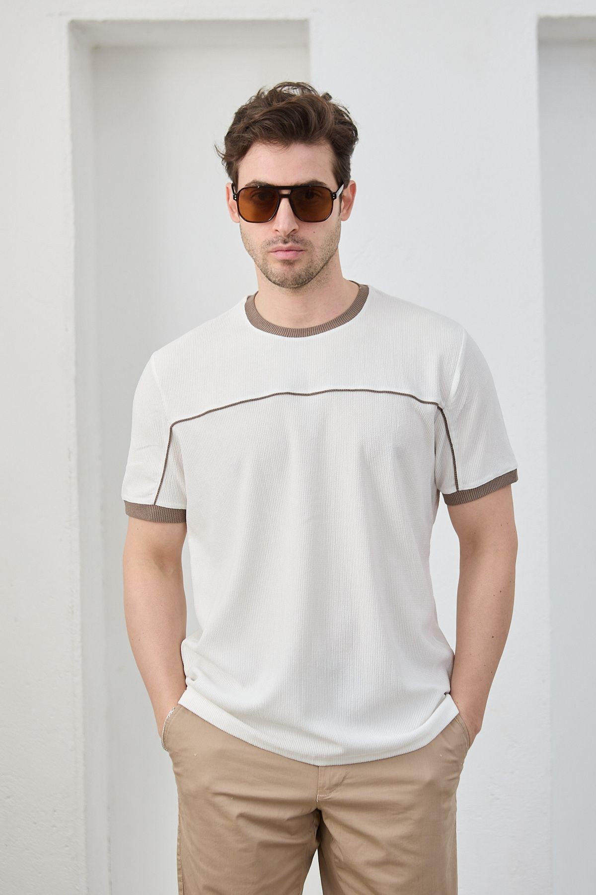 Erkek Pamuklu Yumuşak Dokulu Bisiklet Yaka T-Shirt