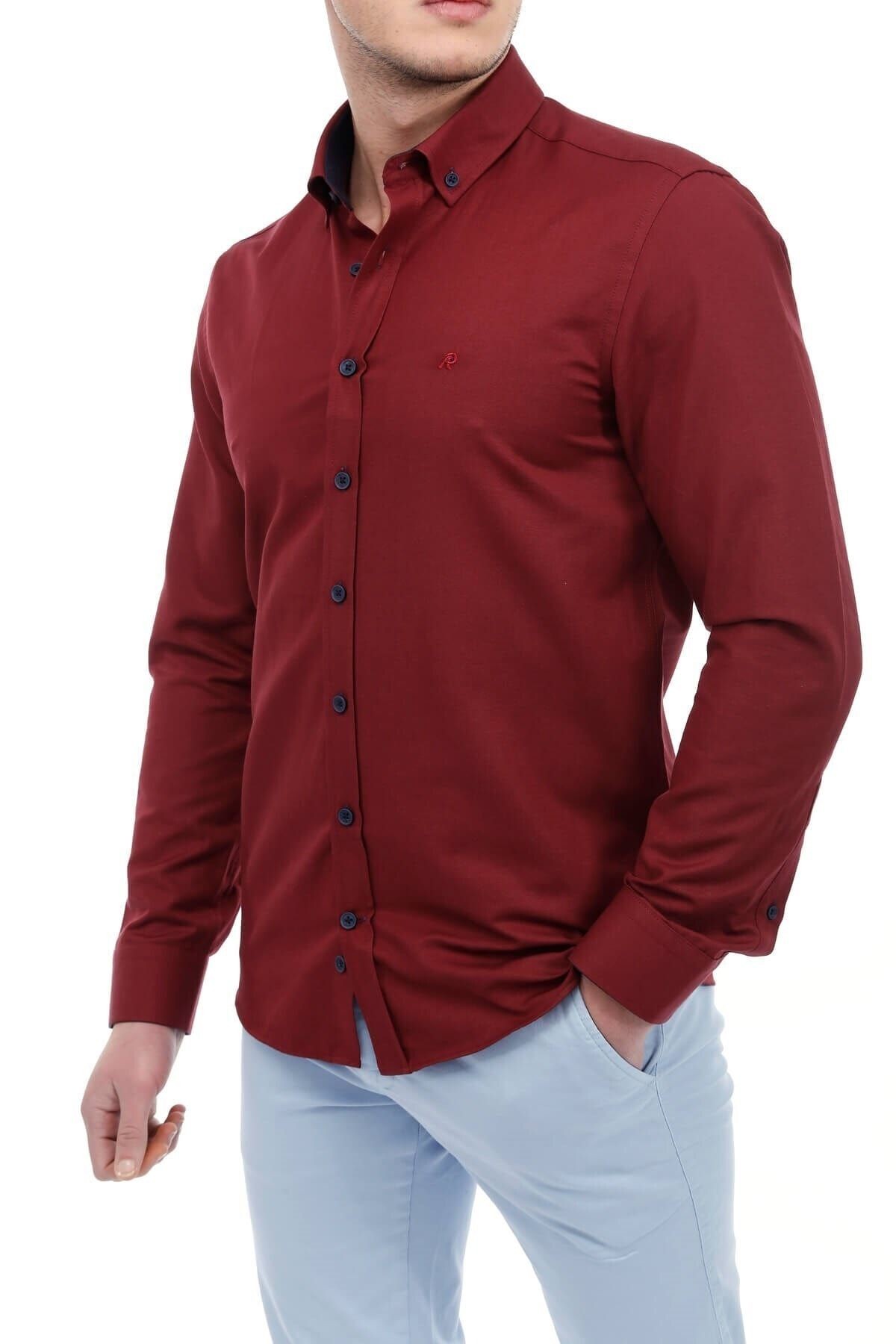 Bordo Slim Fit Gömlek