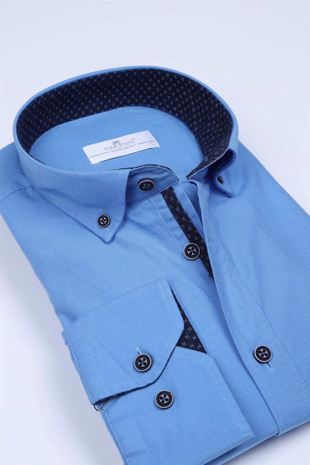 Oksford Mavi Pamuklu Slim Fit Gömlek