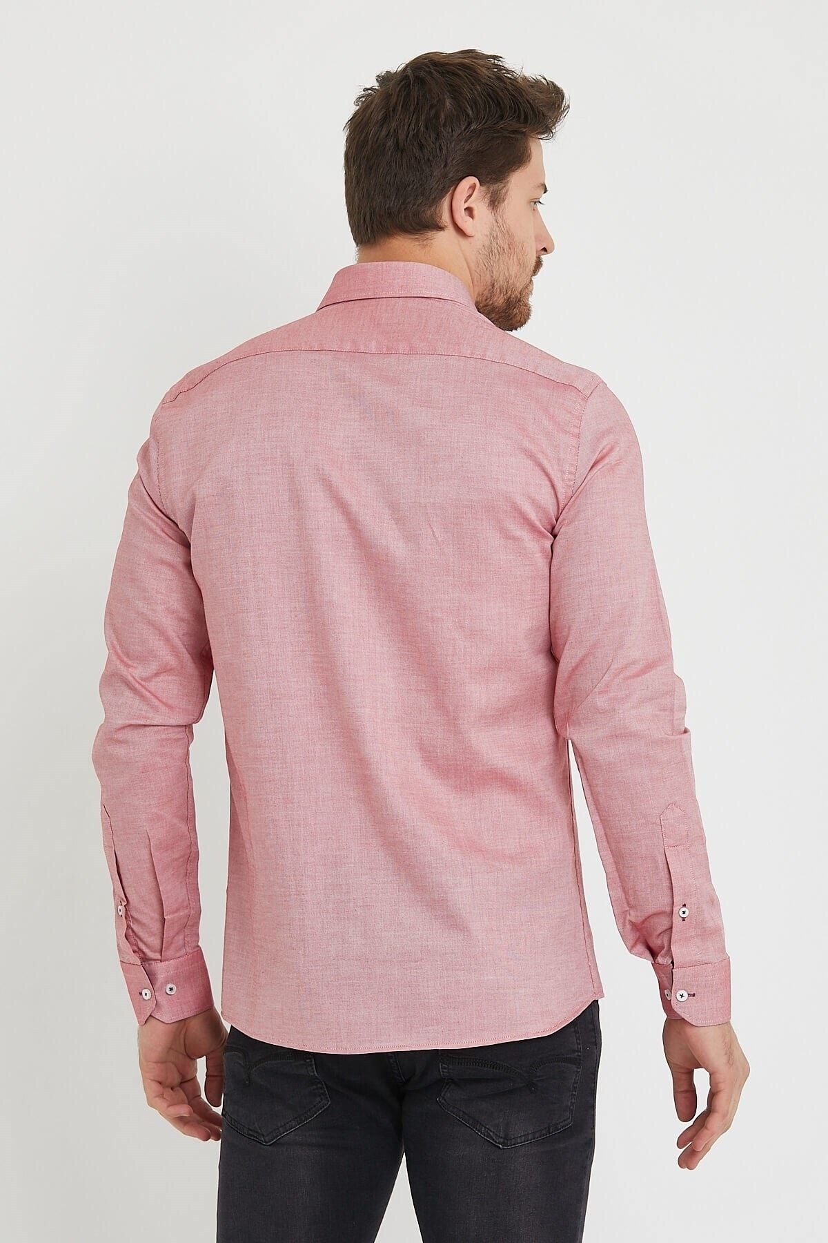 Kiremit Pamuklu Slim Fit Uzun Kol Gömlek