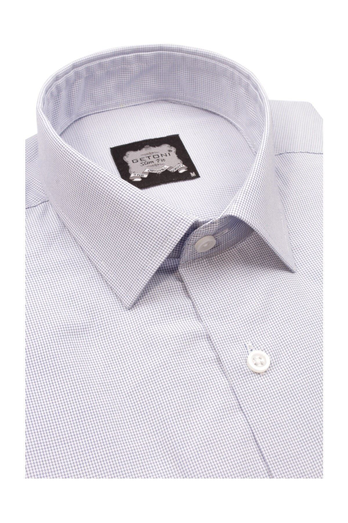 Erkek Gri Slim Fit Armürlü Gömlek