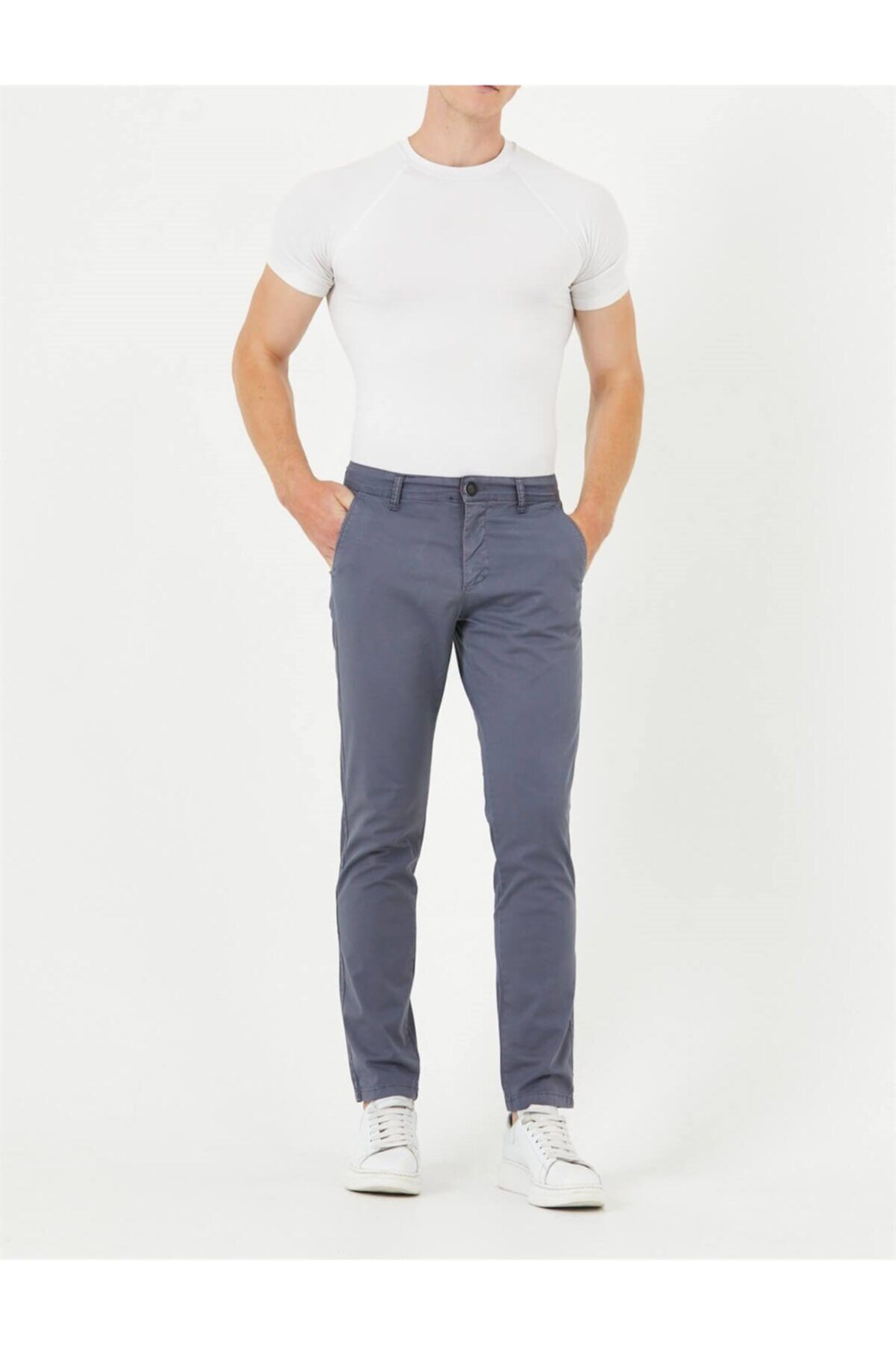Füme Gabardin Chıno Yan Cepli Keten Regular Fit Pantolon