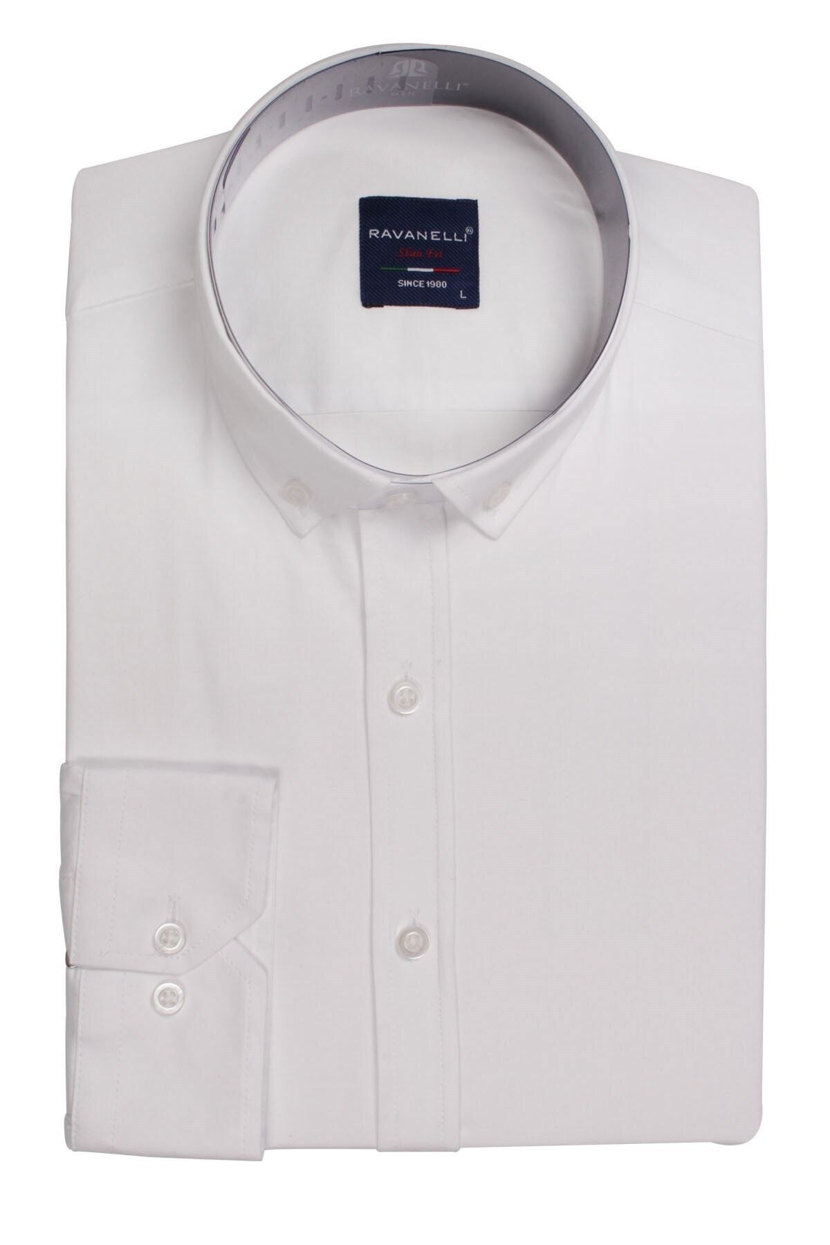 Erkek Beyaz Slim Fit Likralı Gömlek