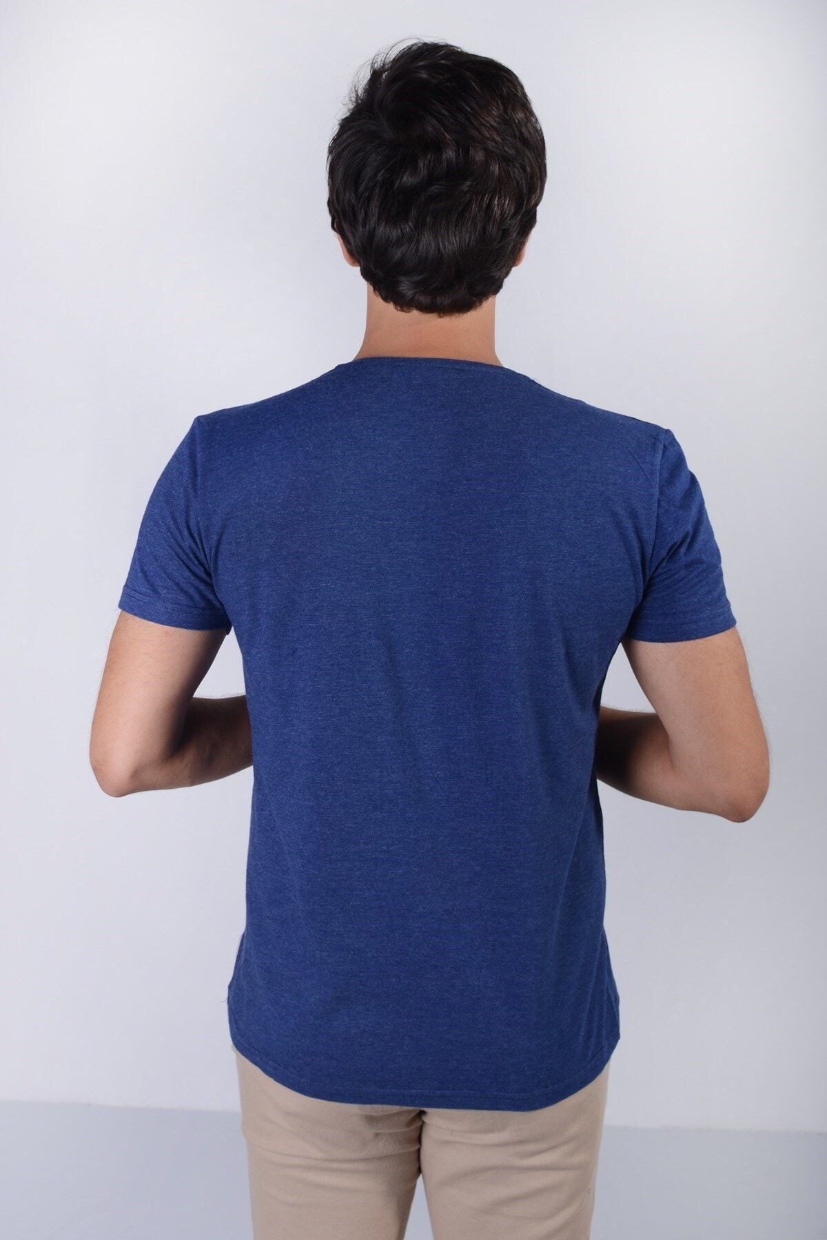 Erkek Mavi Basic Model  T-shirt