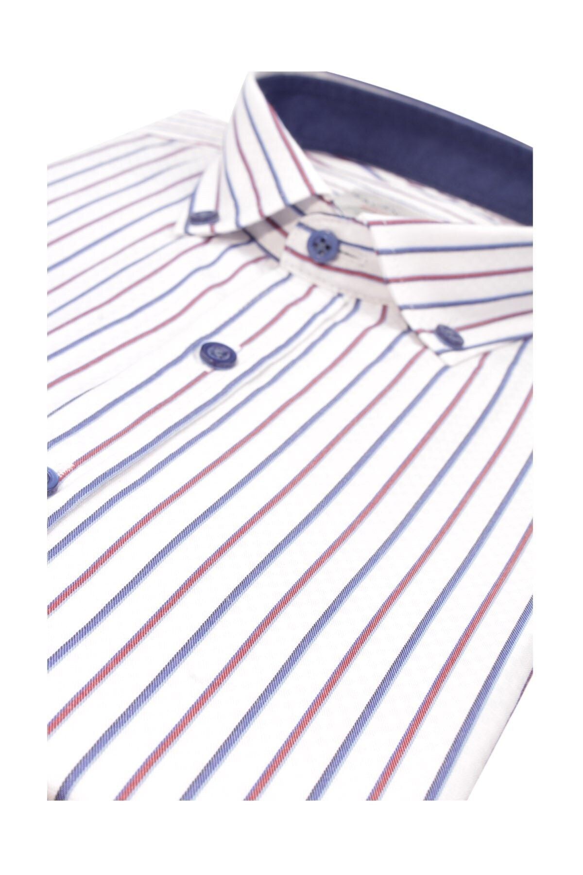 Erkek Mavi Regular Fit Baskılı Gömlek