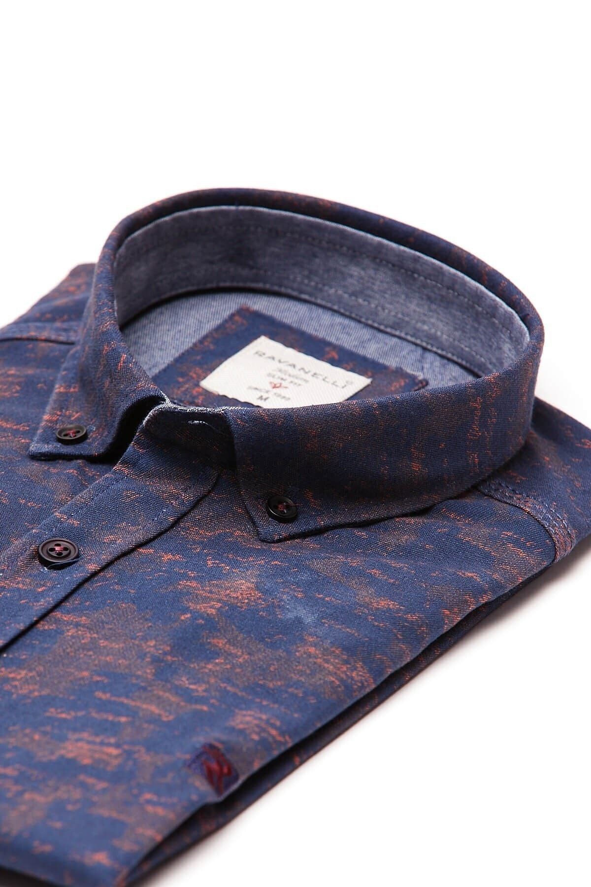 Baskılı Beyaz Slim Fit Uzun Kol Gömlek