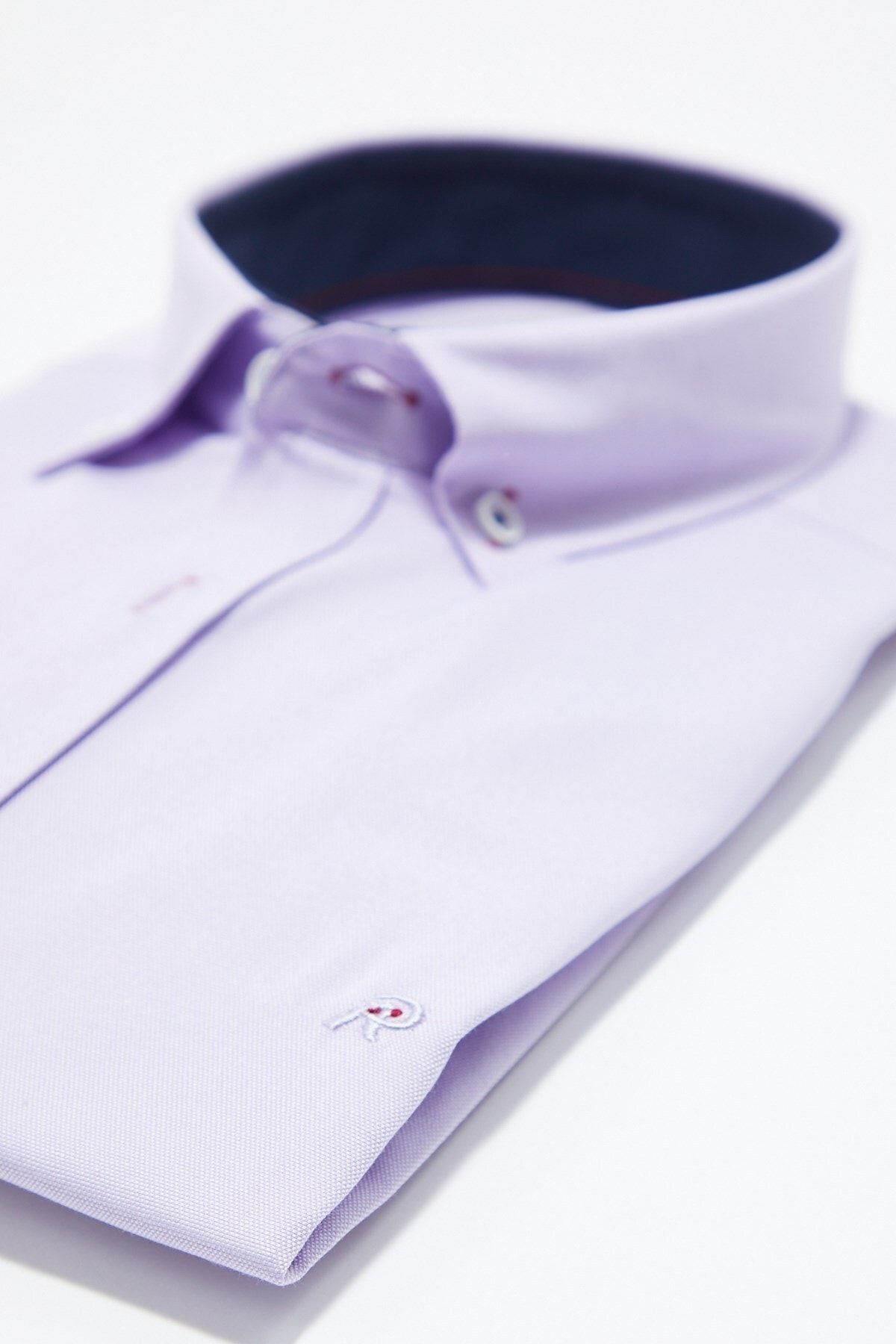 Lila Slim Fit Uzun Kol Gömlek