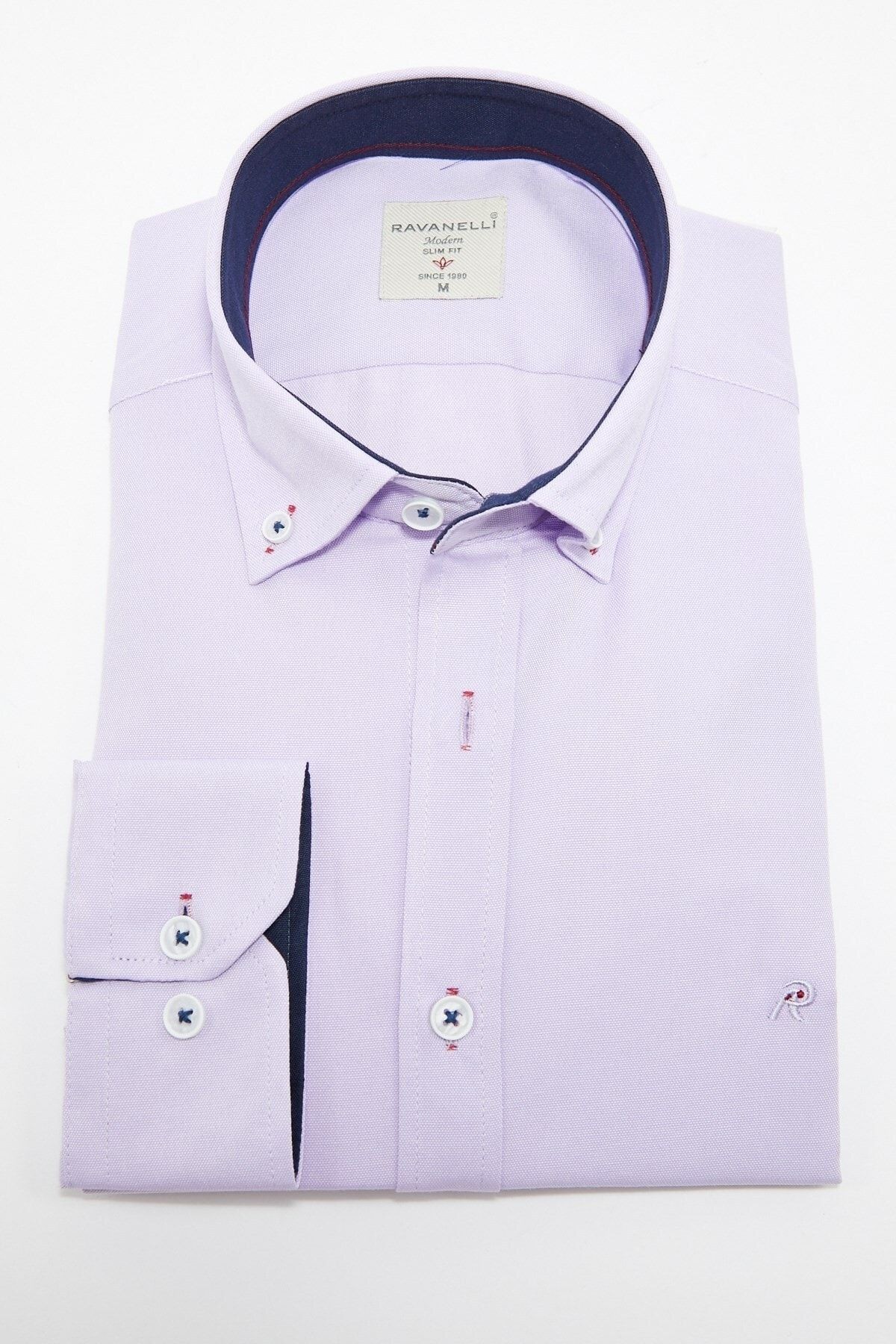 Lila Slim Fit Uzun Kol Gömlek
