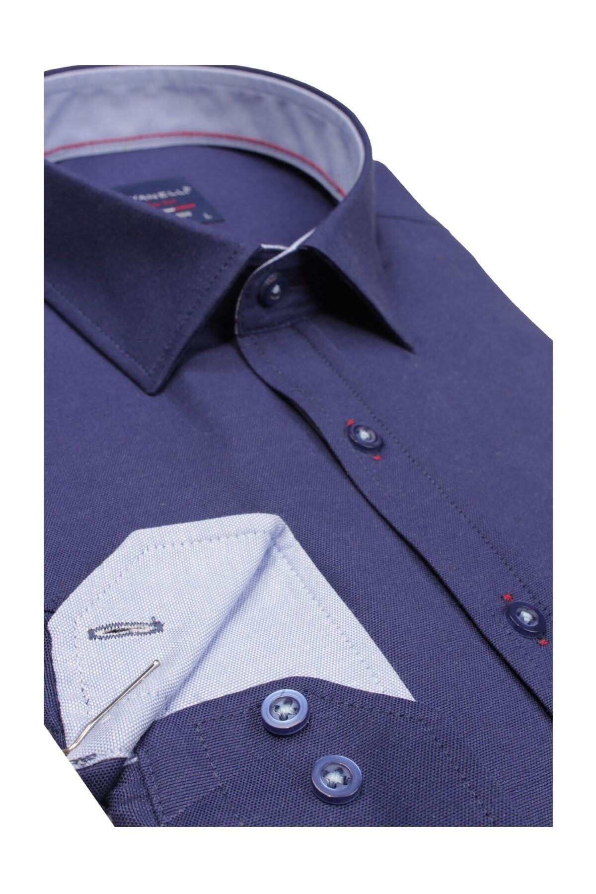 Erkek Slim Fit Şambre Uzun Kol Gömlek
