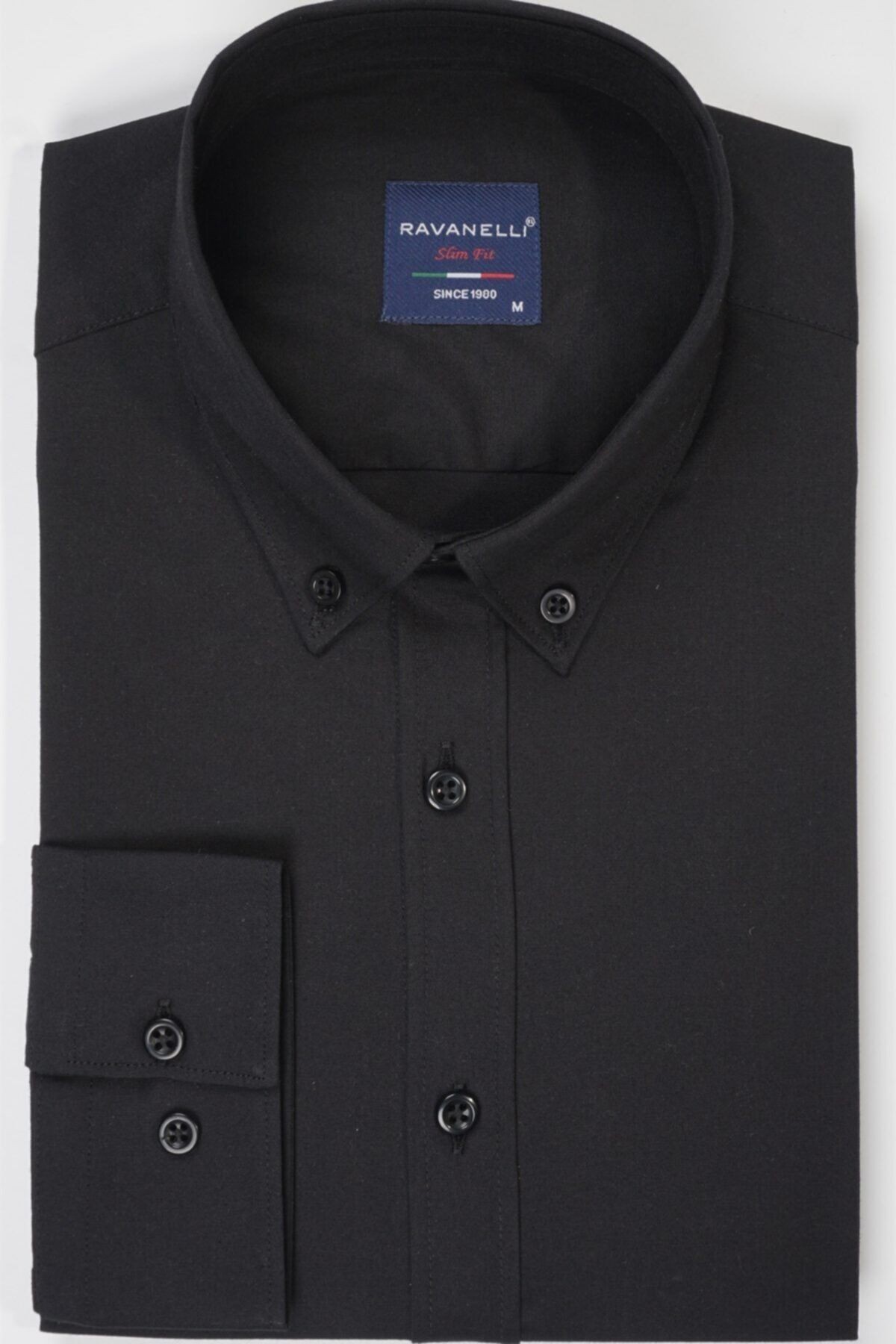 Erkek Siyah Extra Slim Fit Likralı Poplin Gömlek