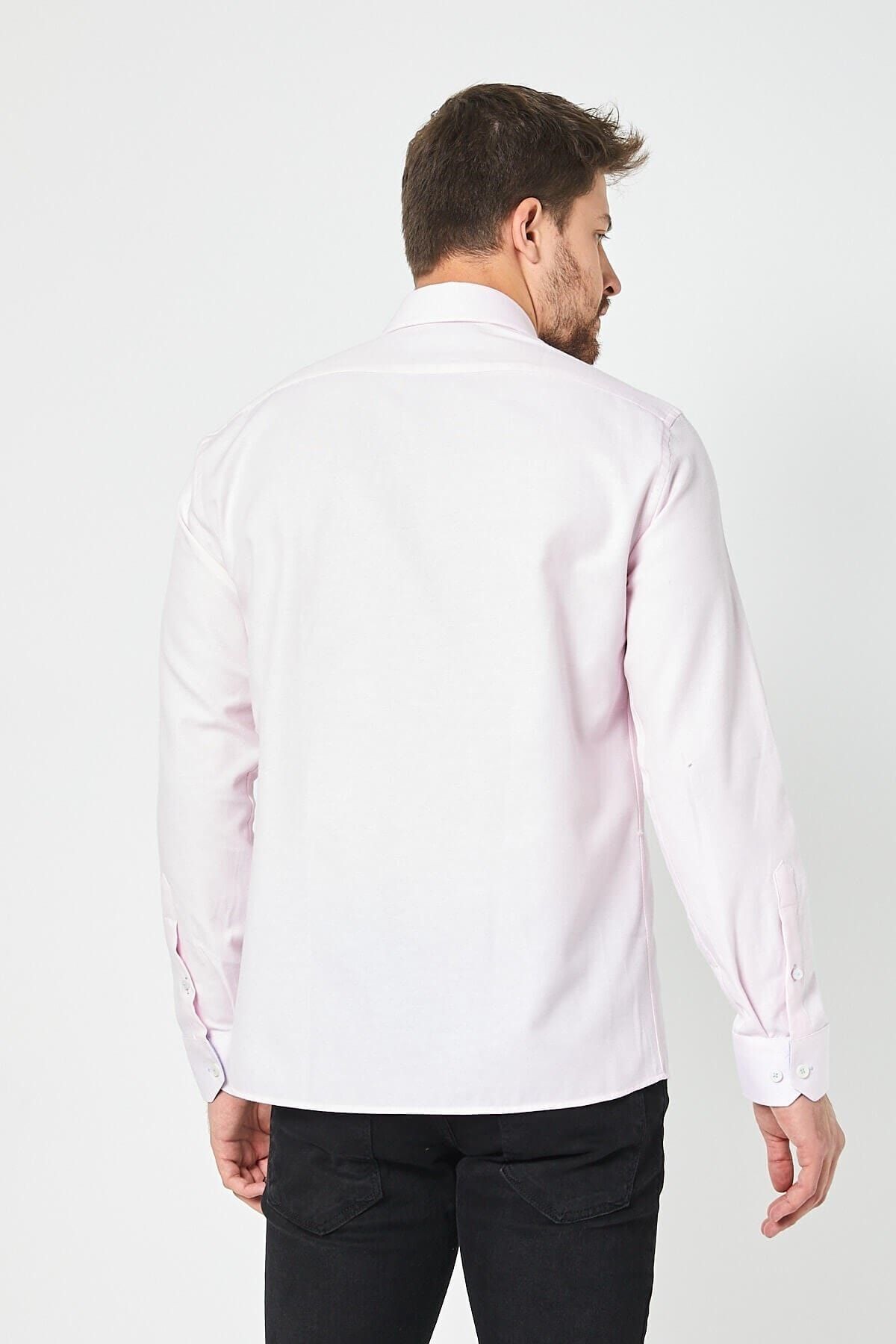 Toz Pembe Slim Fit Uzun Kol Gömlek