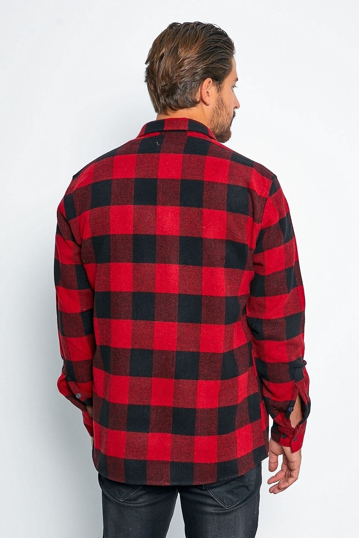 Kırmızı Slim Fit Oduncu Gömlek