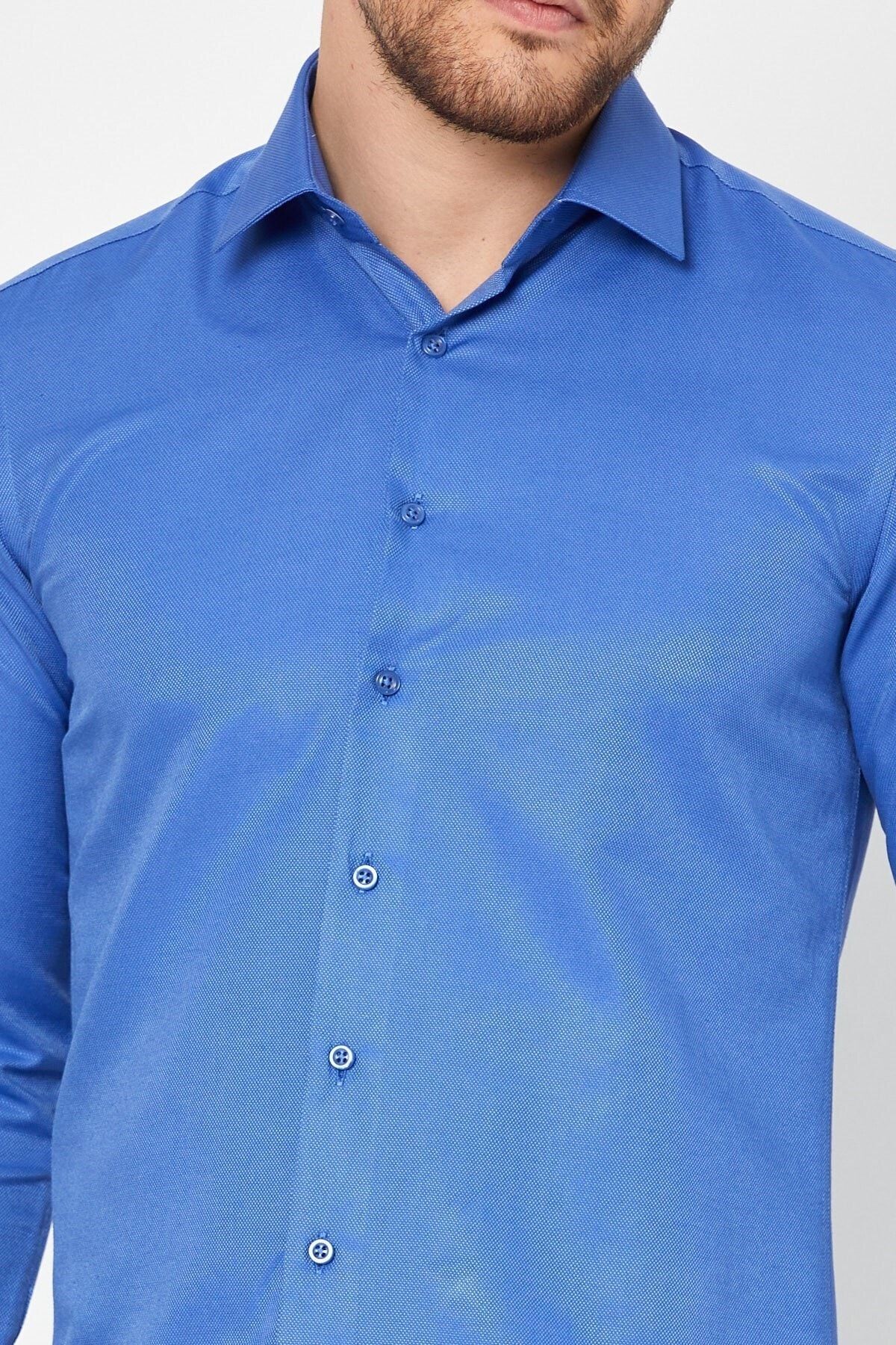 Mavi Slim Fit Uzun Kol Gömlek