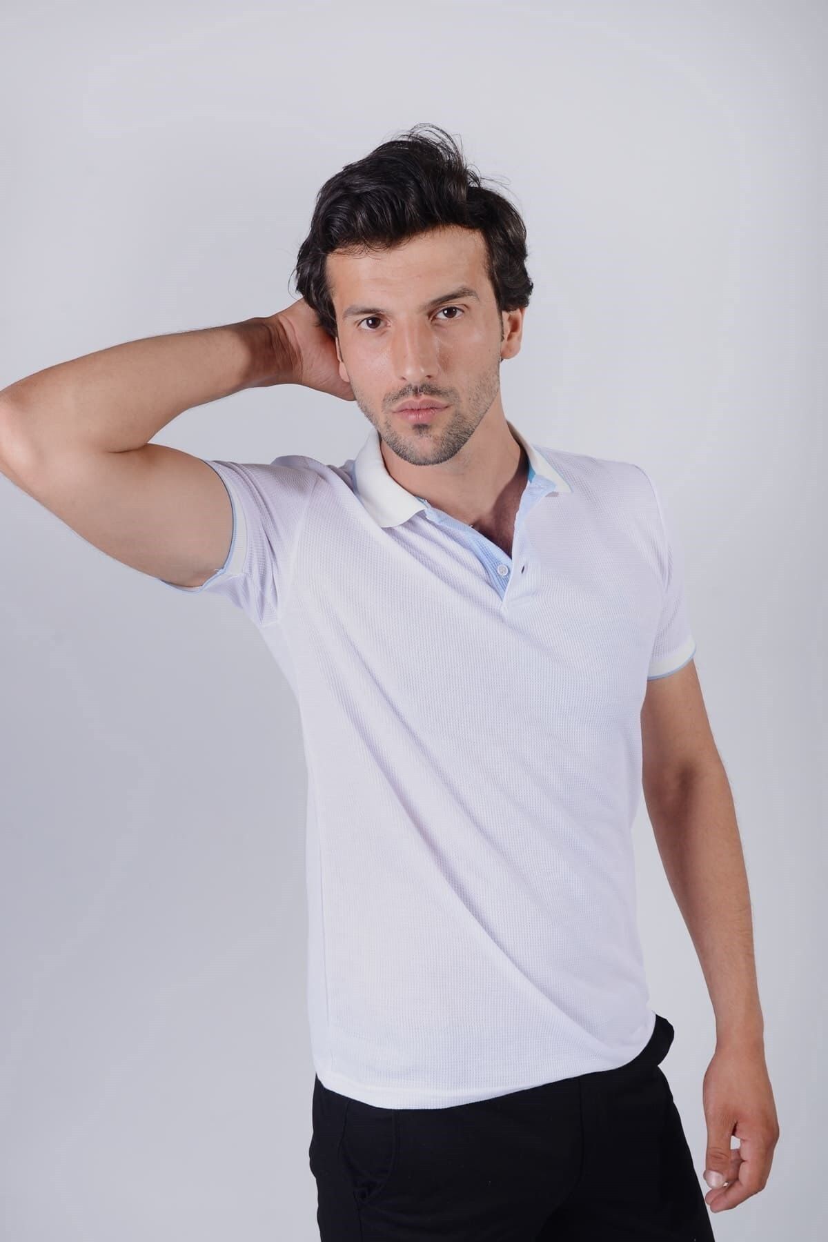 Erkek Beyaz Polo Yaka T-shirt