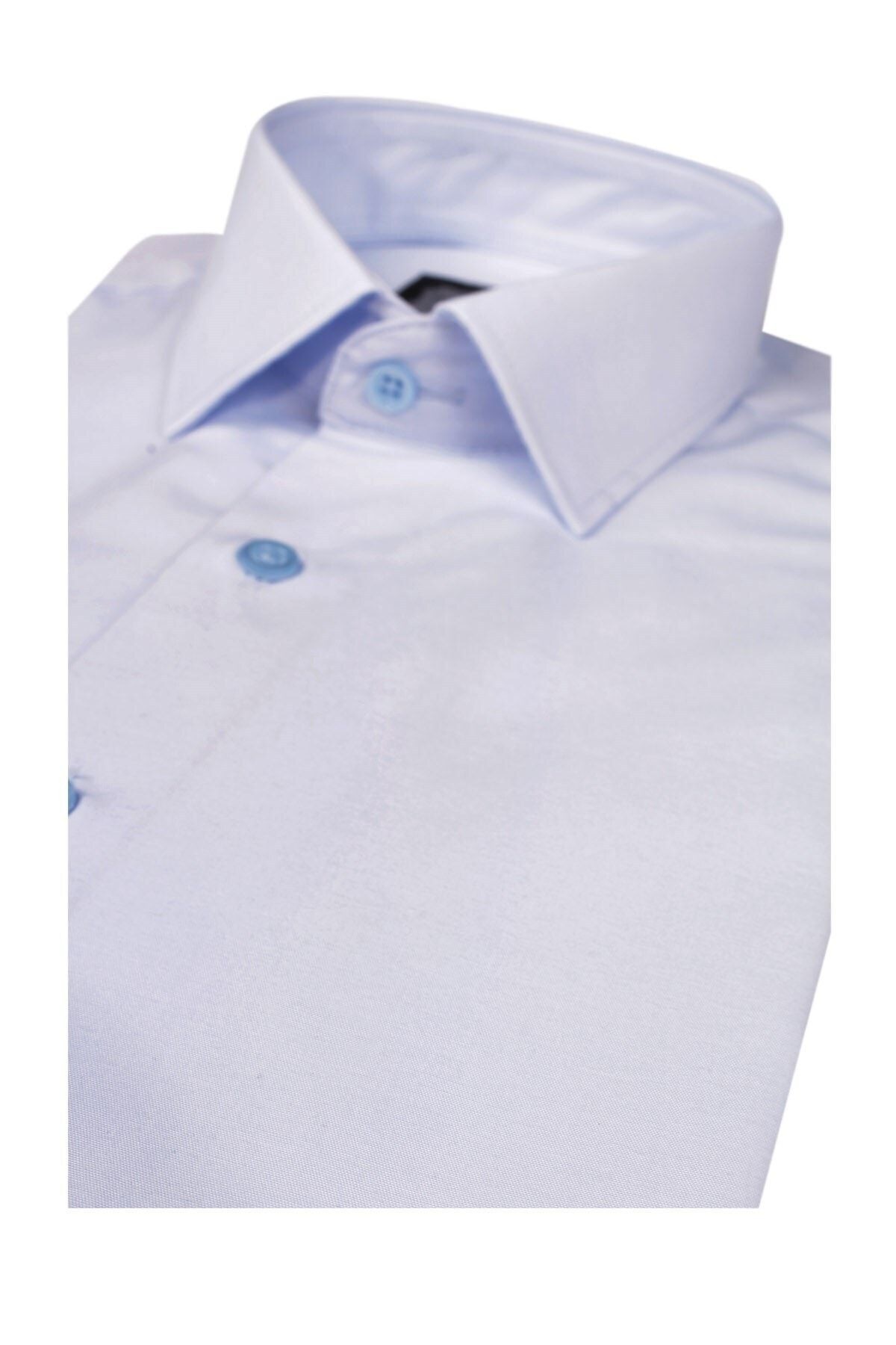 Erkek Mavi Slim Fit Armürlü Gömlek