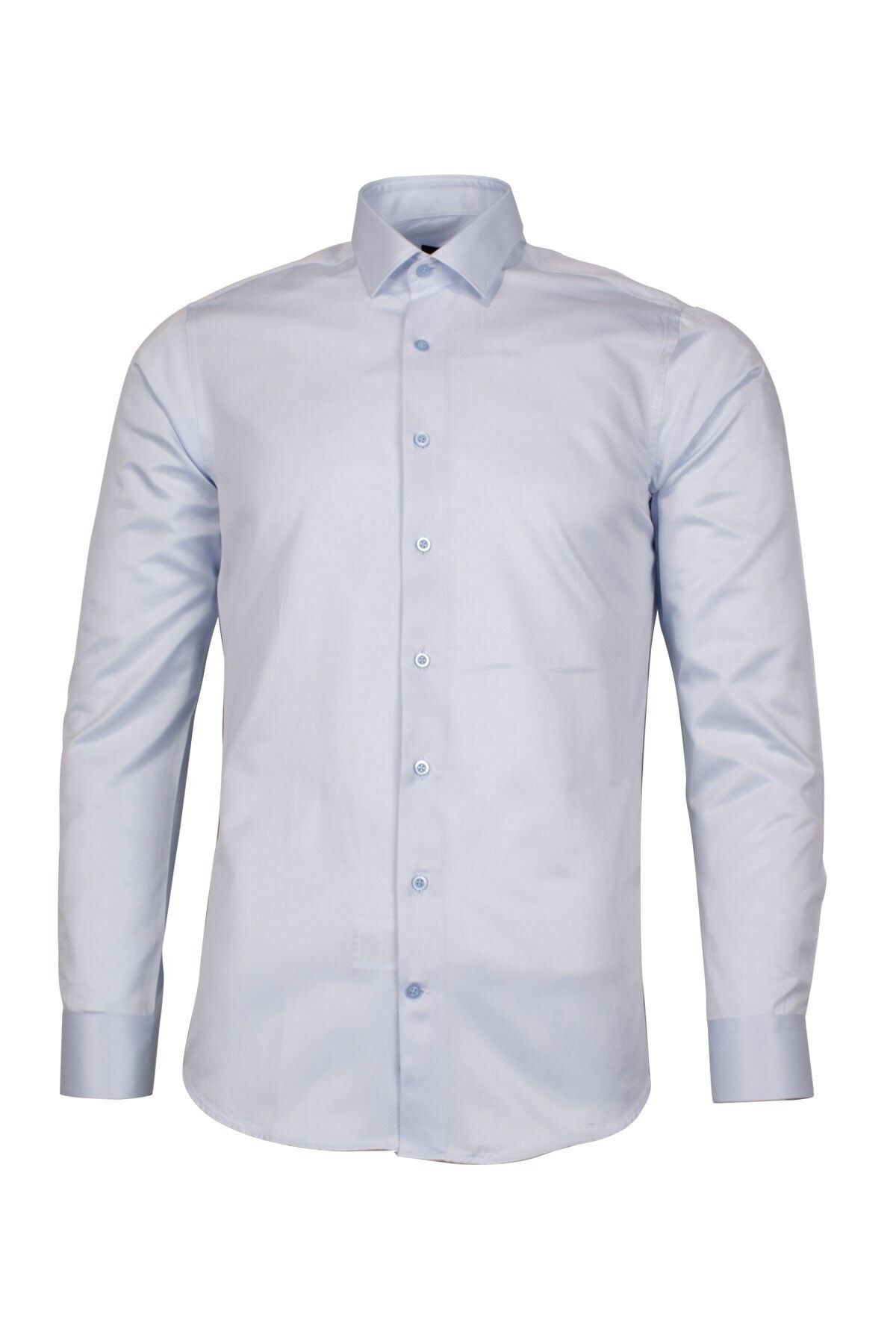 Erkek Beyaz Slim Fit Armürlü Erkek Gömlek