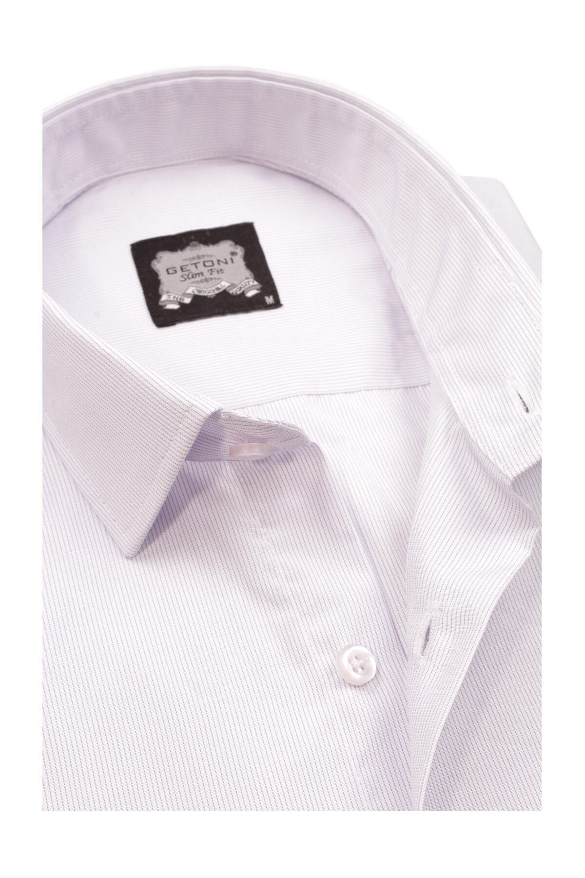 Erkek Pudra Slim Fit Armürlü Gömlek
