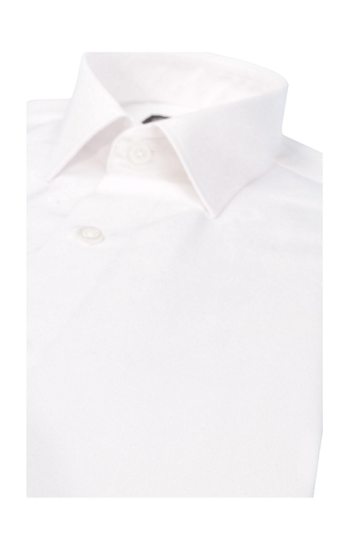 Erkek  Beyaz Slim Fit Armürlü Gömlek