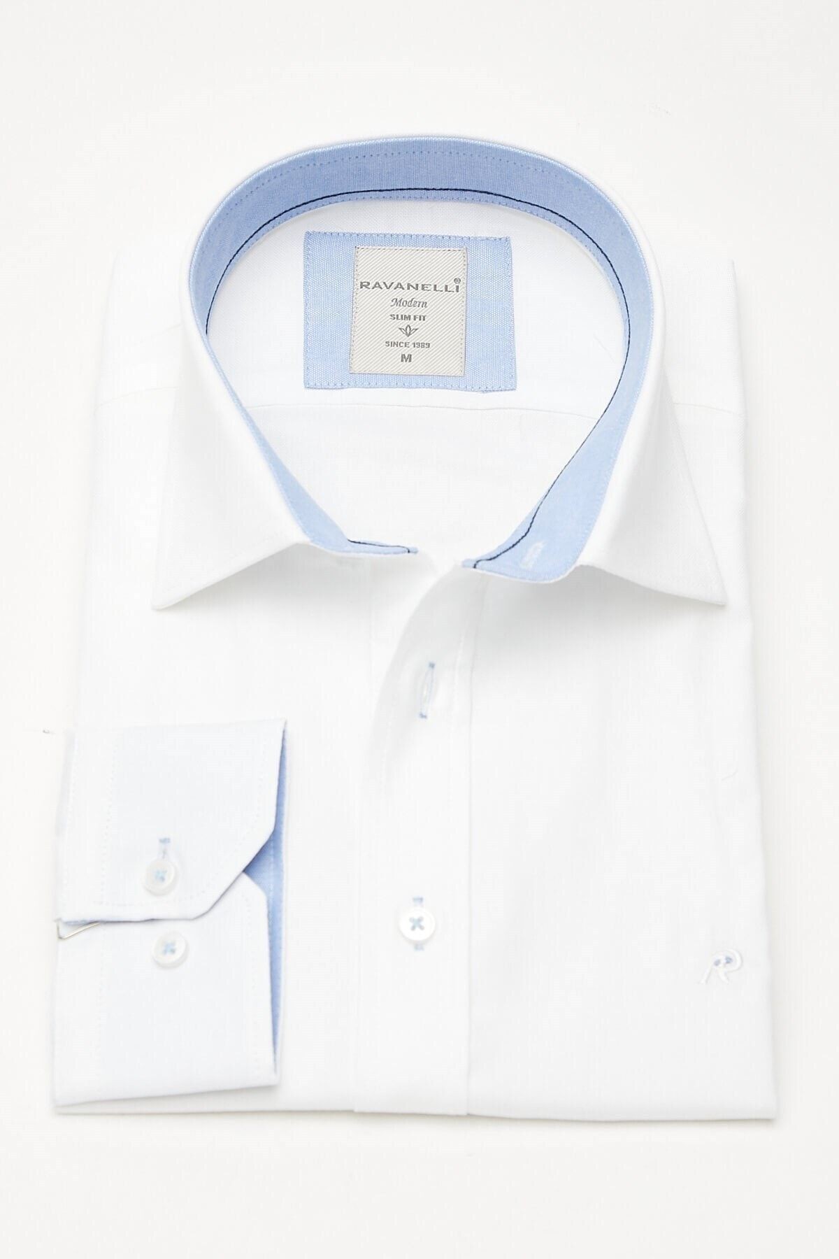 Beyaz Pamuklu Slim Fit Uzun Kol Gömlek