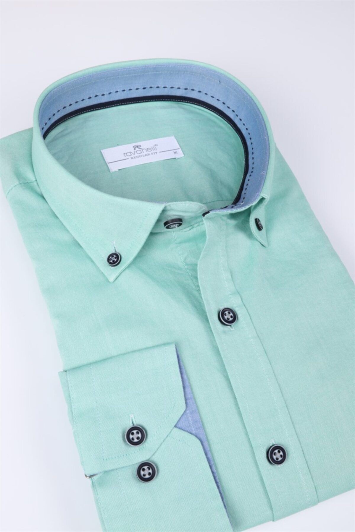 Turkuaz Pamuklu Slim Fit Gömlek