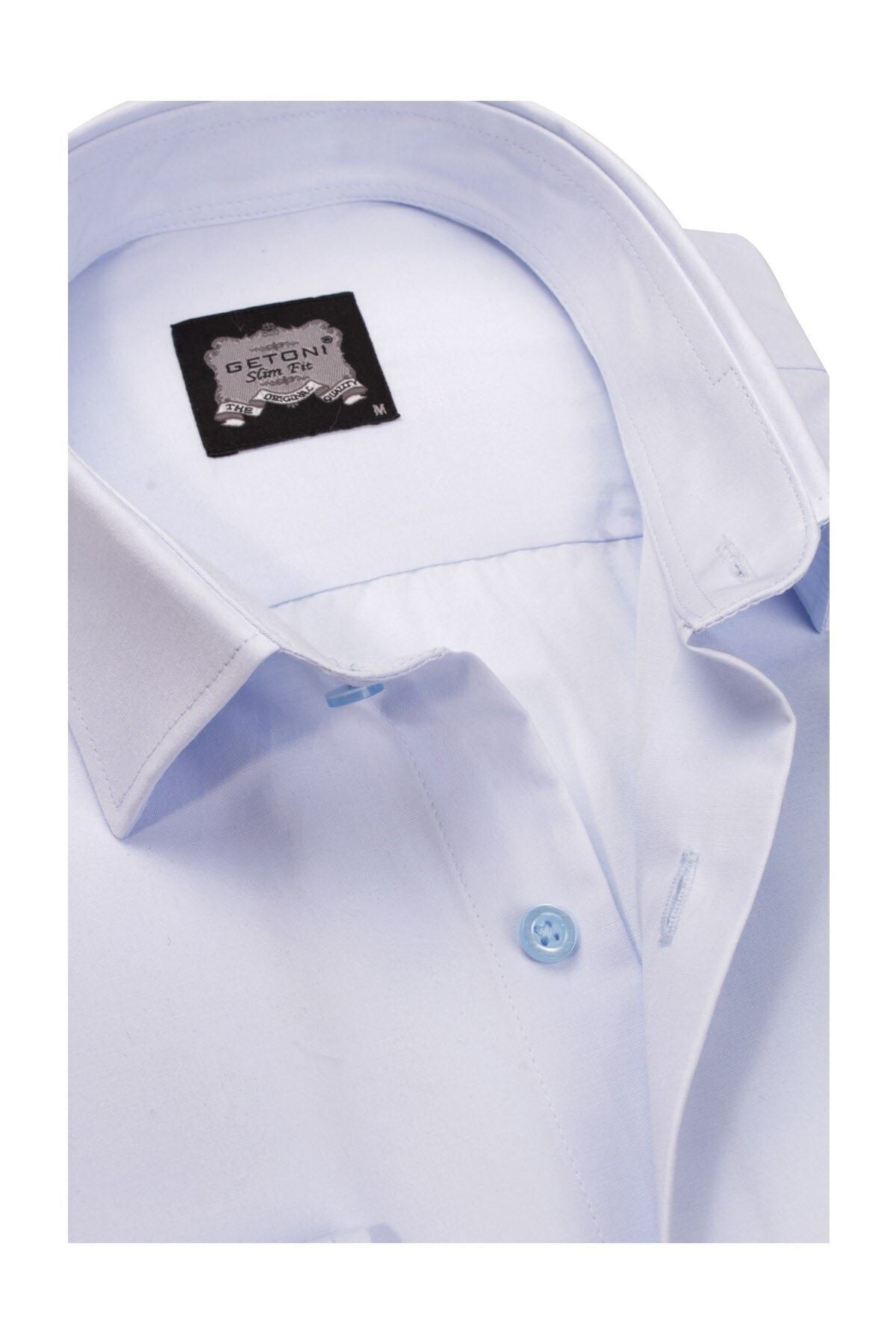 Erkek Mavi Slim Fit Armürlü Gömlek