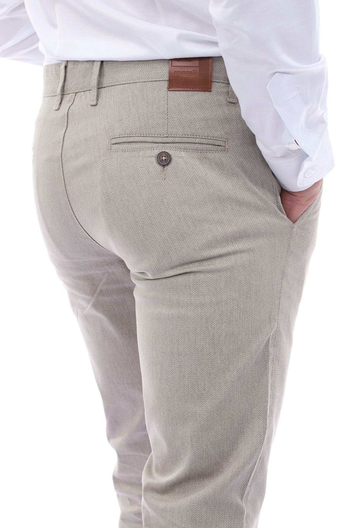 Erkek Krem Chıno Slim Fit Pantolon