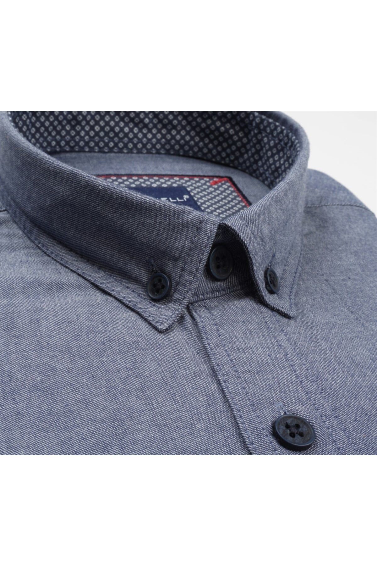 Erkek Lacivert Slim Fit Indigo Gömlek