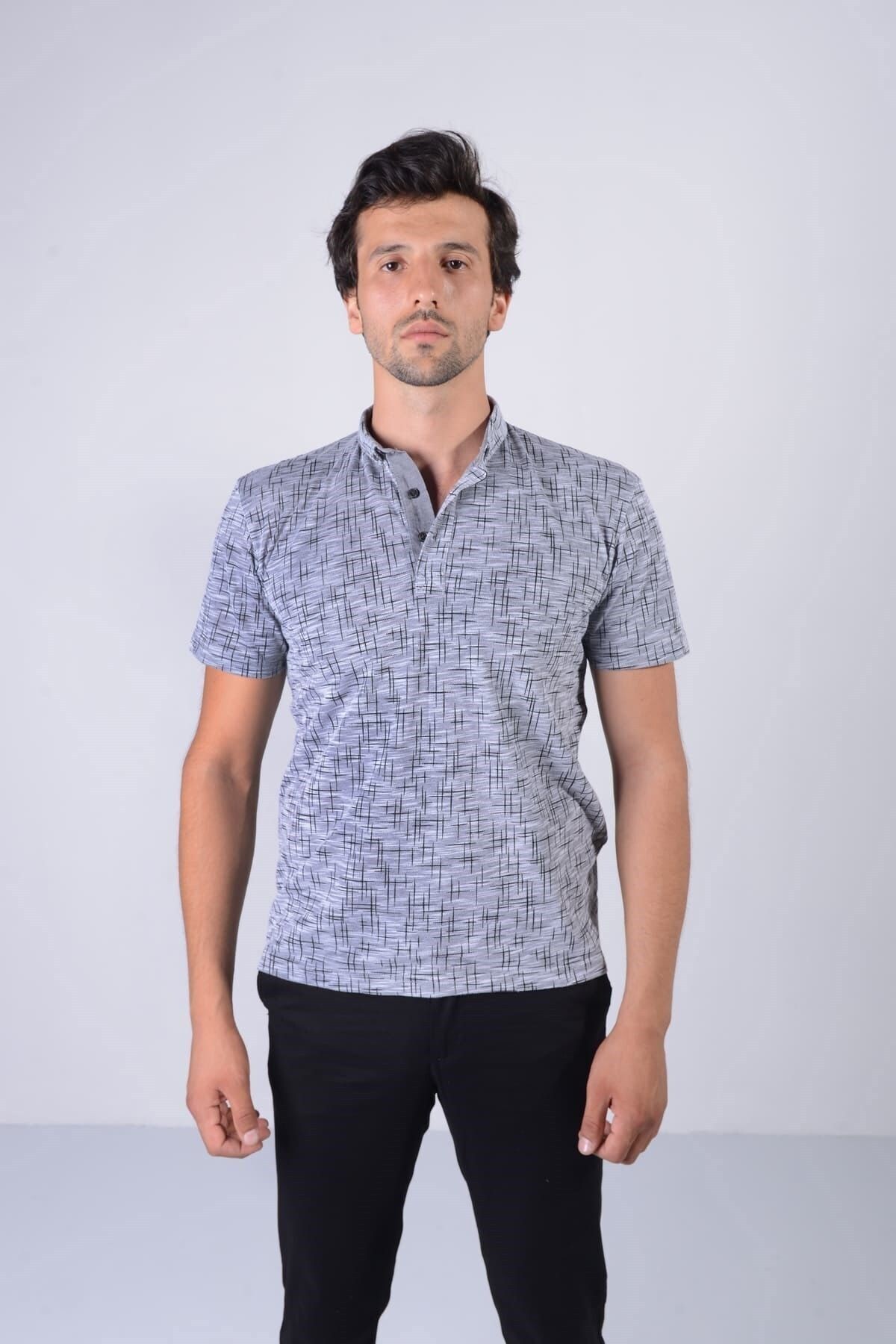 Erkek Gri Polo Yaka T-shirt