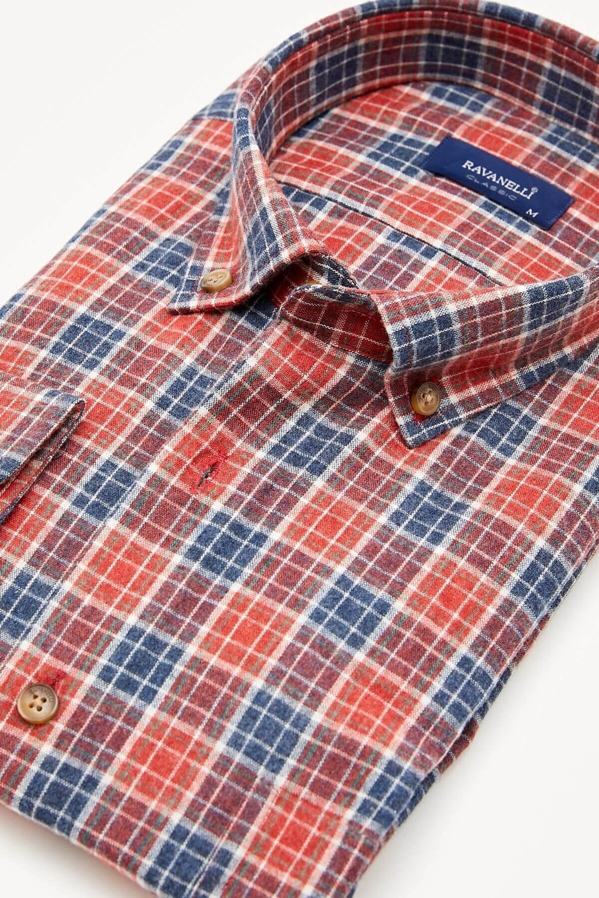 Bordo Kareli Klasik Flanel Kışlık Gömlek