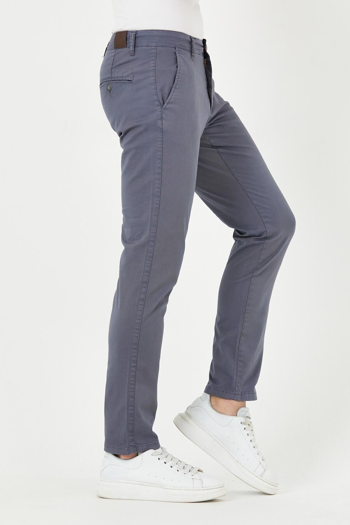 Füme Gabardin Chıno Yan Cepli Keten Regular Fit Pantolon