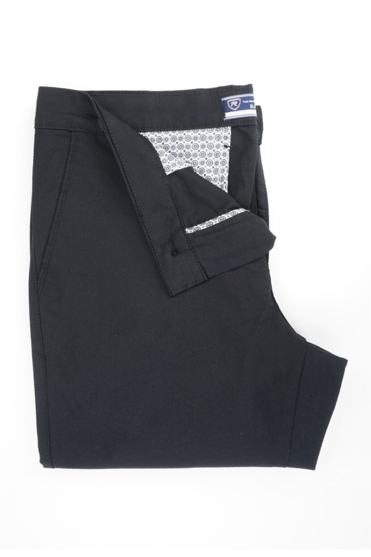 Erkek Lacivert Regular Fit Armürlü Pantolon