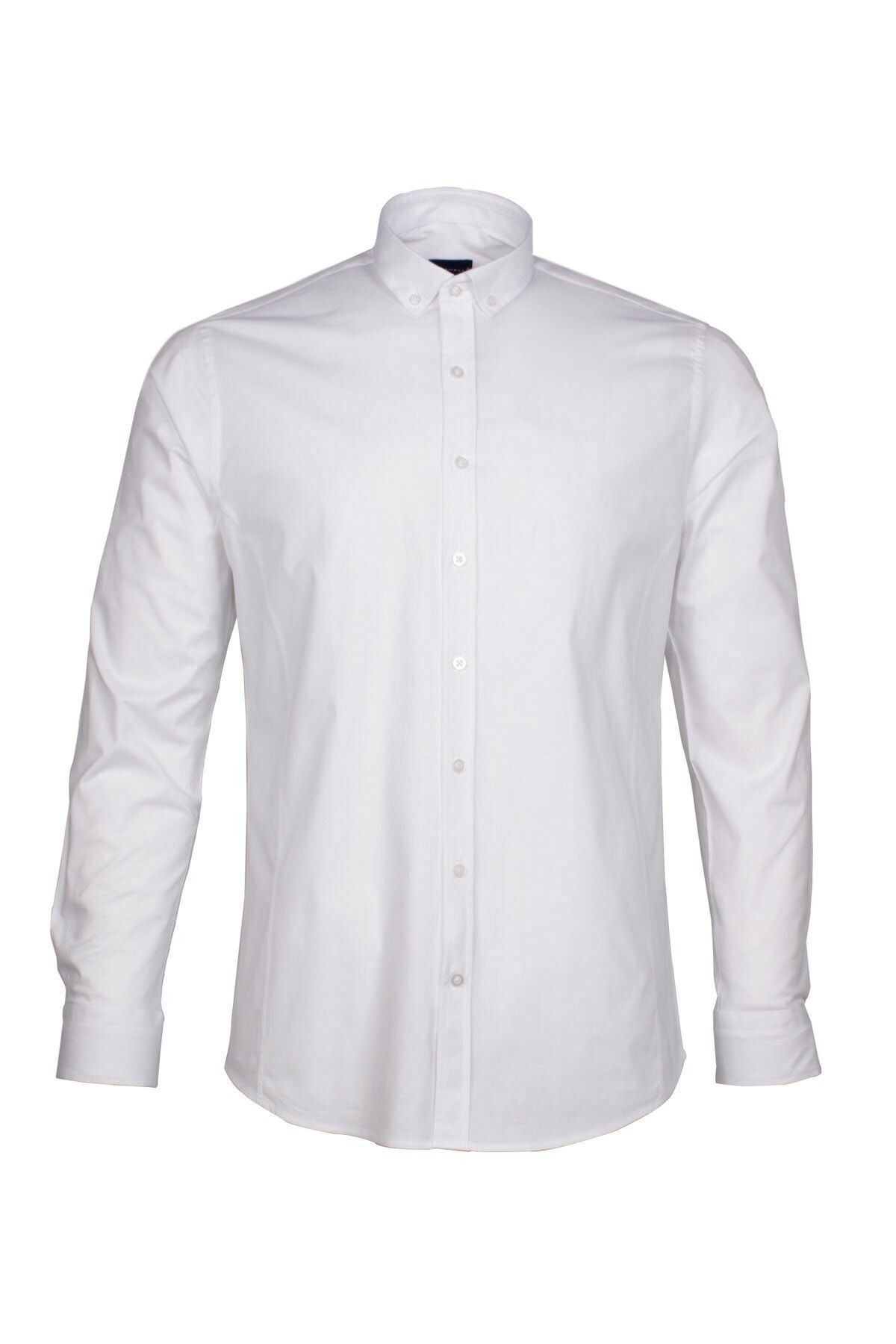 Erkek Beyaz Slim Fit Likralı Gömlek