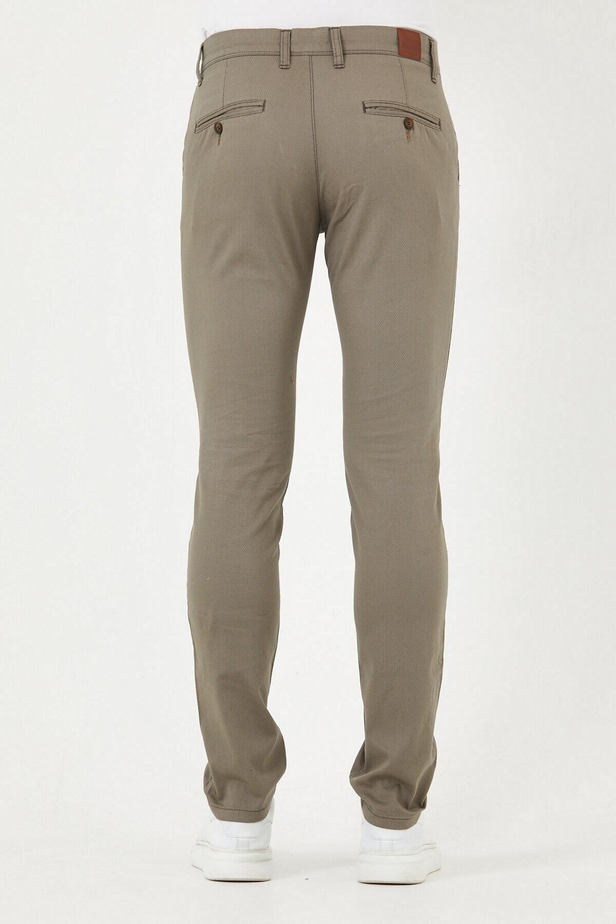 Camel Chıno Yan Cepli Mikro Desen Keten Regular Fit Pantolon