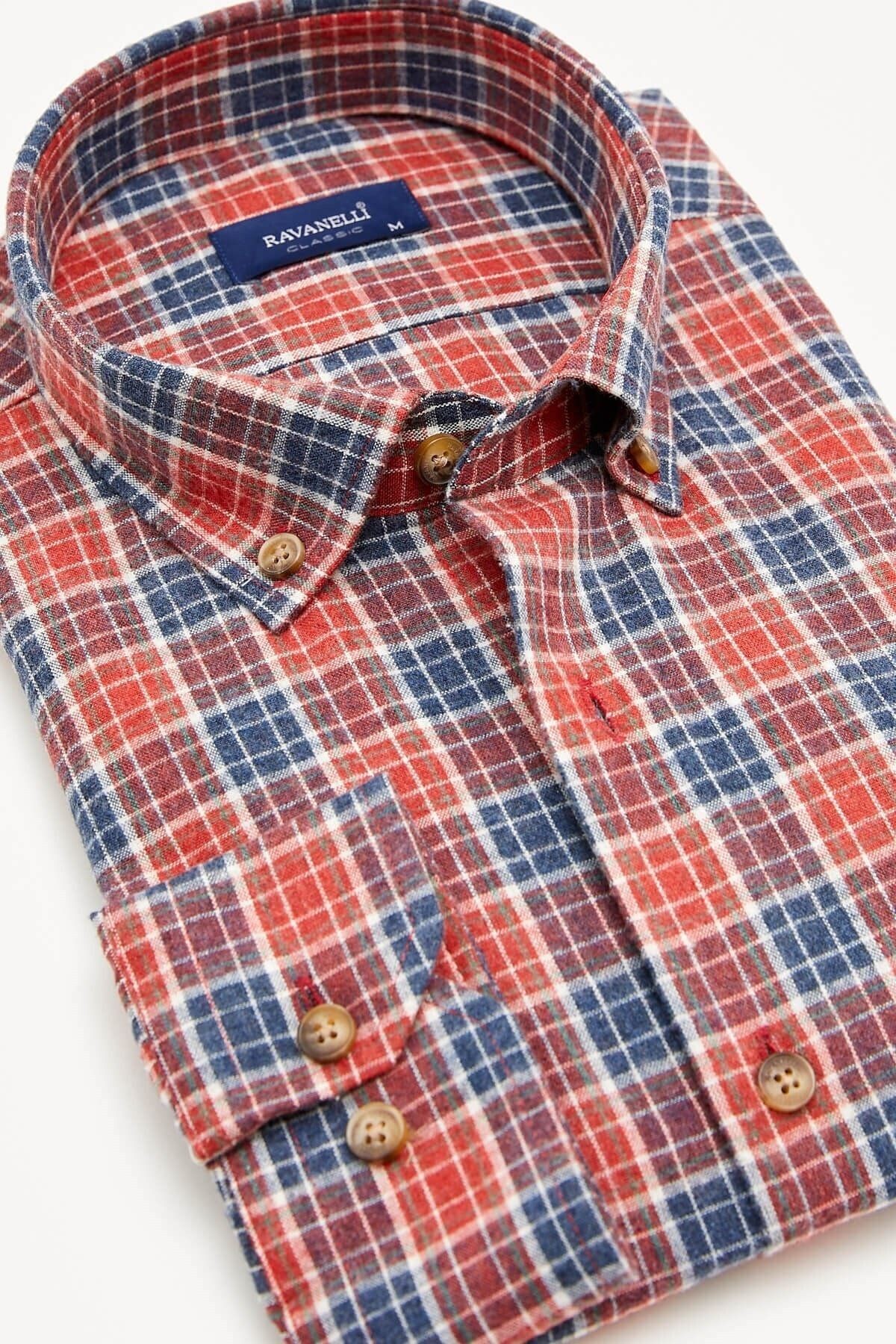 Bordo Kareli Klasik Flanel Kışlık Gömlek