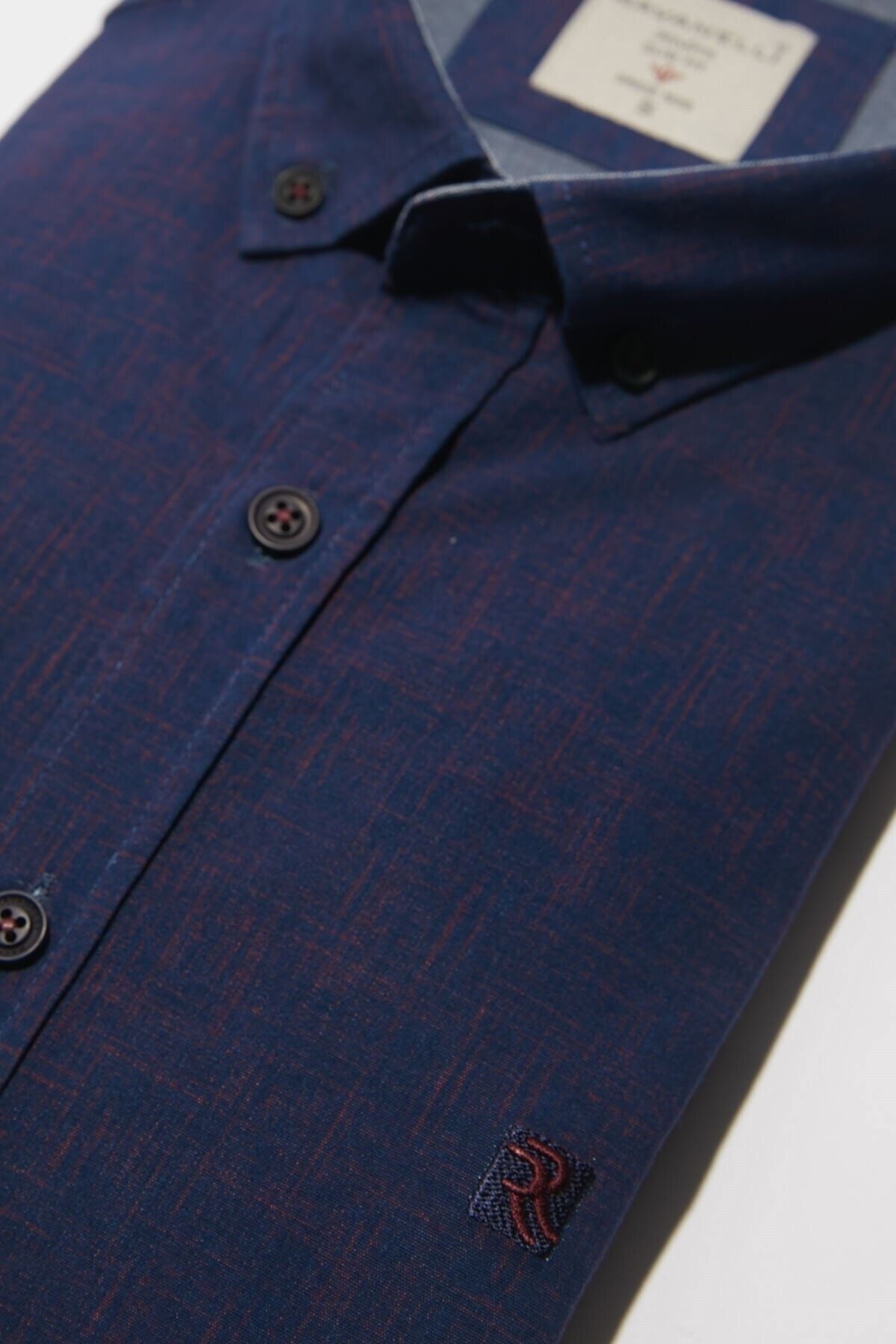 Baskılı Bordo Slim Fit Uzun Kol Gömlek