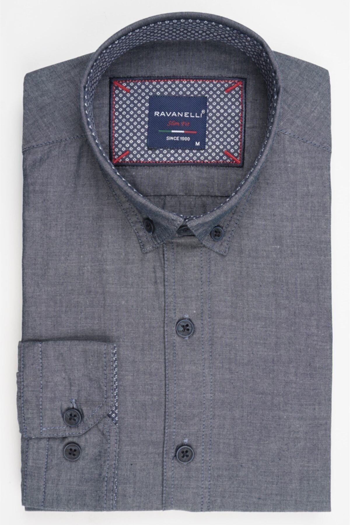 Erkek  Gri Slim Fit Indigo Gömlek