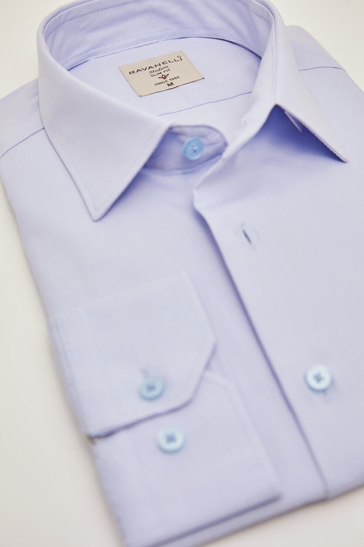 Açık Mavi Slim Fit Uzun Kol Gömlek