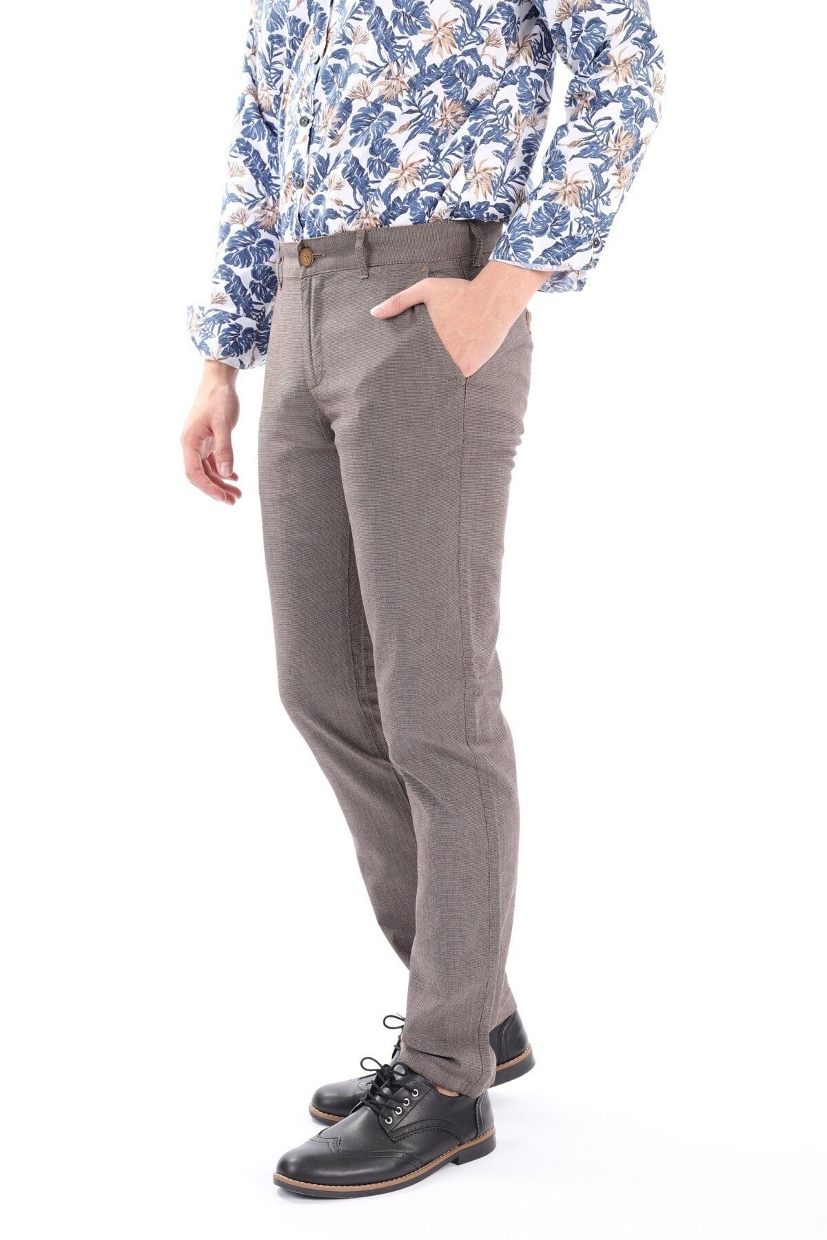 Erkek Kahverengi Chıno Regular Fit Pantolon