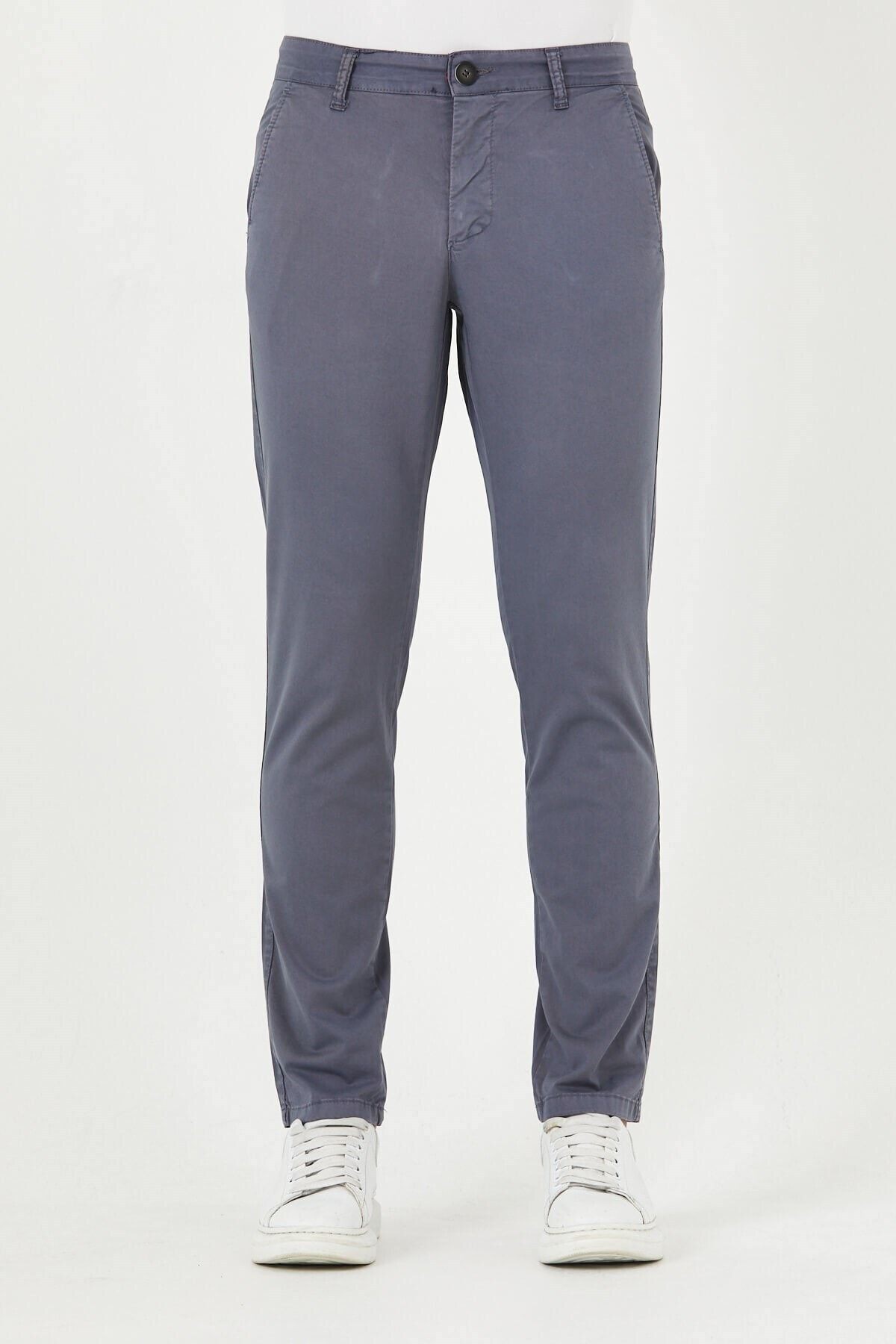 Füme Gabardin Chıno Yan Cepli Keten Regular Fit Pantolon