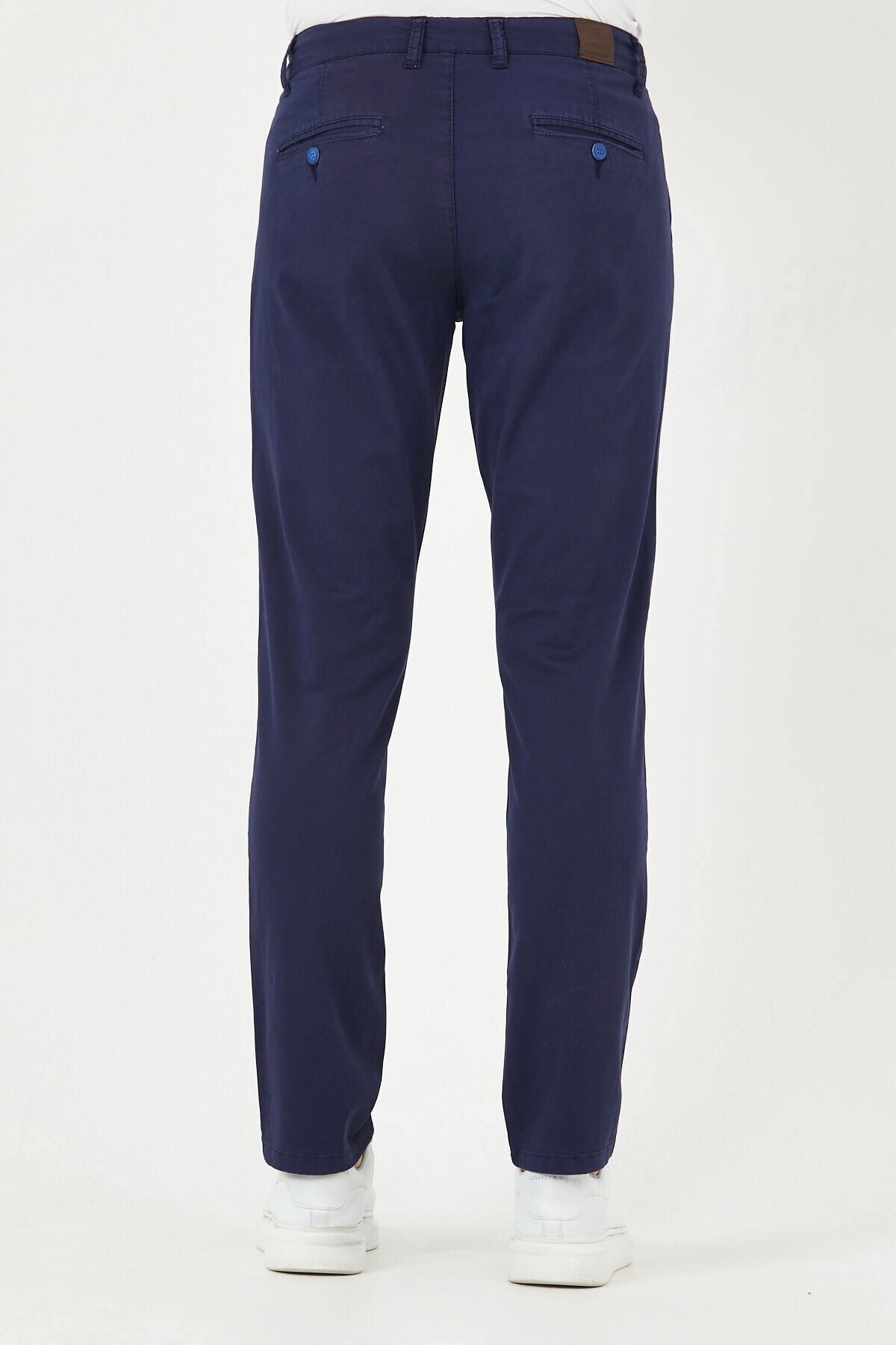 Açık Lacivert Gabardin Chıno Yan Cepli Keten Regular Fit Pantolon