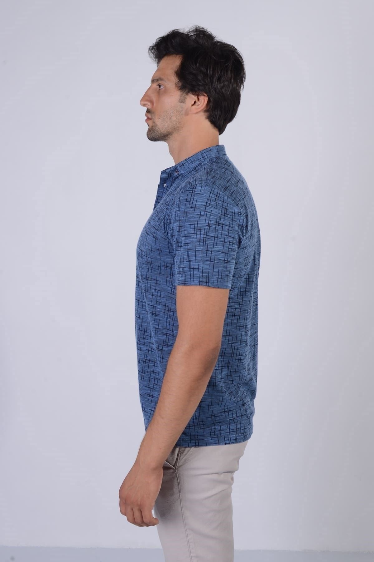 Erkek Mavi Reçme Model Tişört