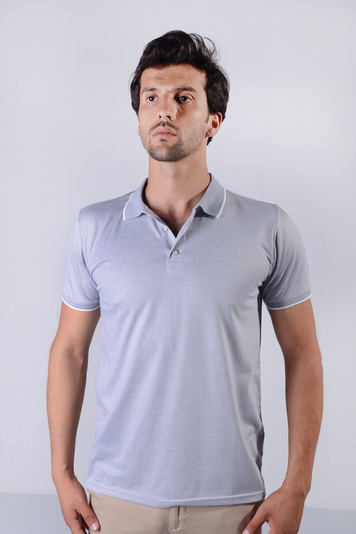 Erkek Gri Polo Yaka T-shirt